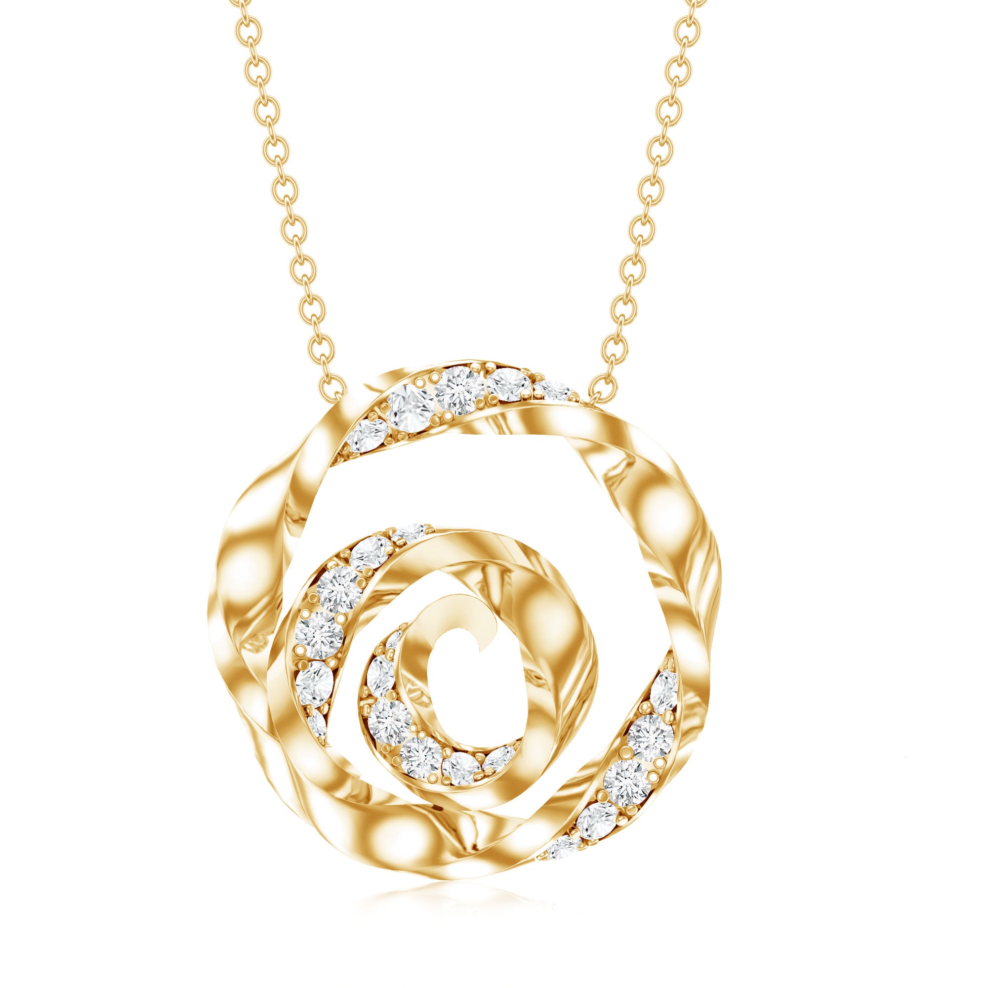 Lab Grown Diamond Pave Set Swirl Pendant Necklace Lab - ( EF-VS ) - Rosec Jewels