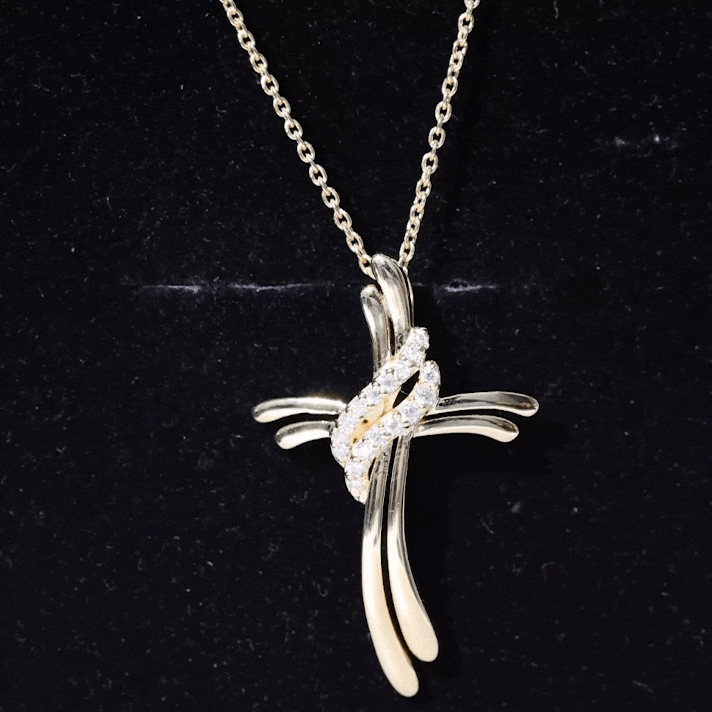 Lab Grown Diamond Designer Catholic Cross Necklace Lab - ( EF-VS ) - Rosec Jewels