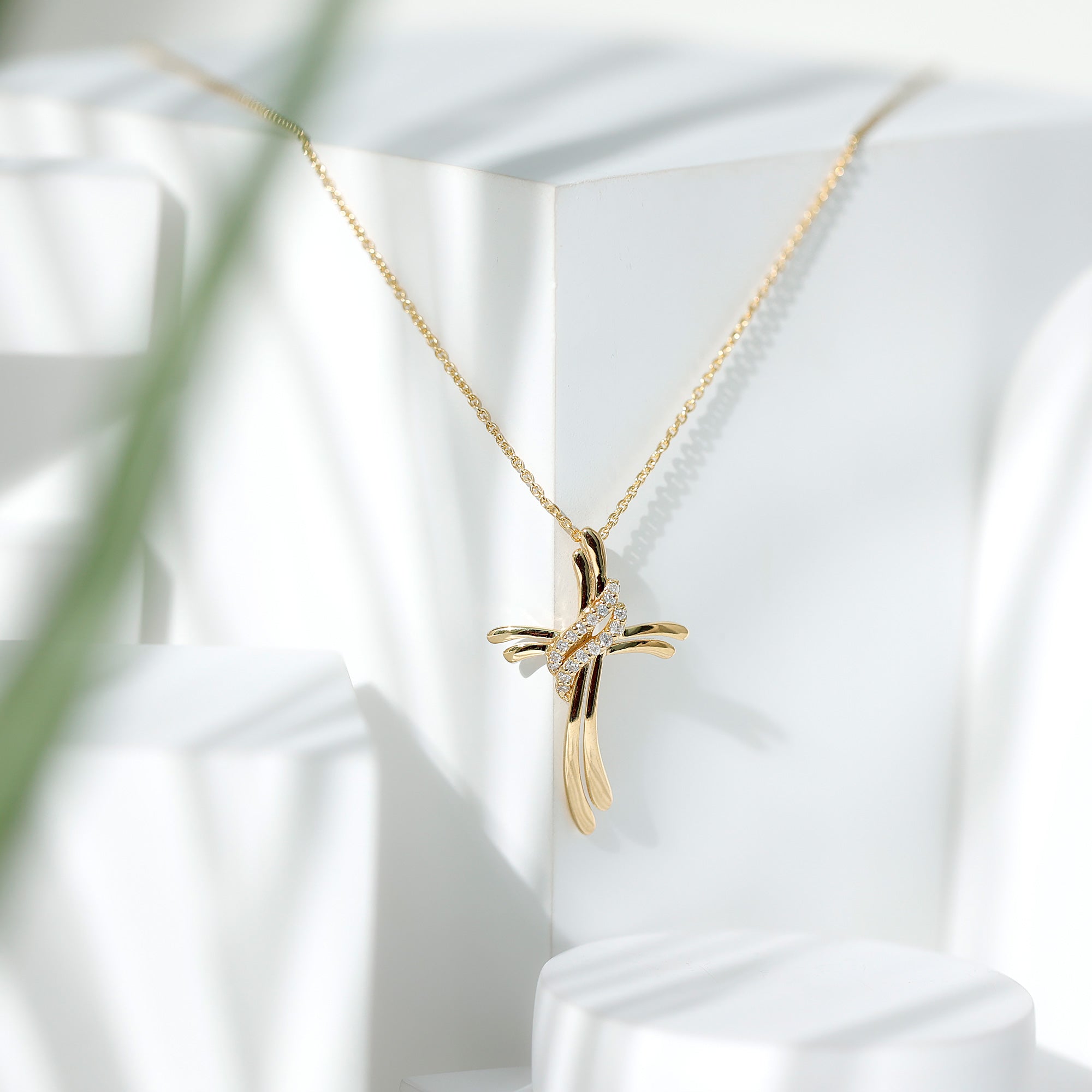 Lab Grown Diamond Designer Catholic Cross Necklace Lab - ( EF-VS ) - Rosec Jewels