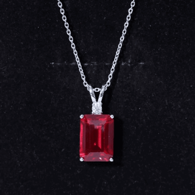 5 Carat Lab Grown Ruby Statement Pendant Necklace for Women AAAA 92.5 Sterling Silver - Rosec Jewels