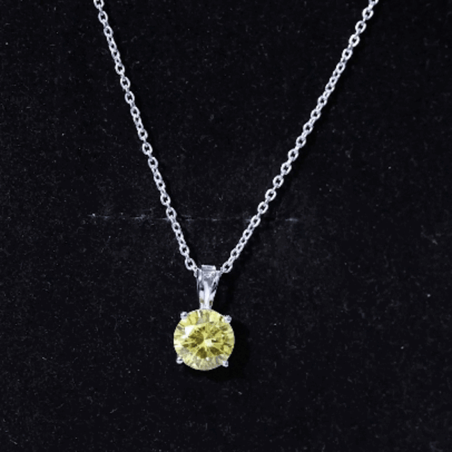 2 Carat Lab Grown Yellow Sapphire Solitaire Necklace with Silver Chain AAAA 92.5 Sterling Silver - Rosec Jewels