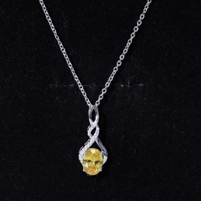 1.5 Carat Lab Grown Yellow Sapphire Silver Infinity Necklace With Silver Chain AAAA 92.5 Sterling Silver - Rosec Jewels