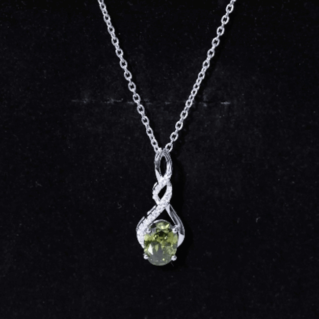 1.5 Carat Lab Grown Green Sapphire Infinity Necklace With Silver Chain AAAA 92.5 Sterling Silver - Rosec Jewels