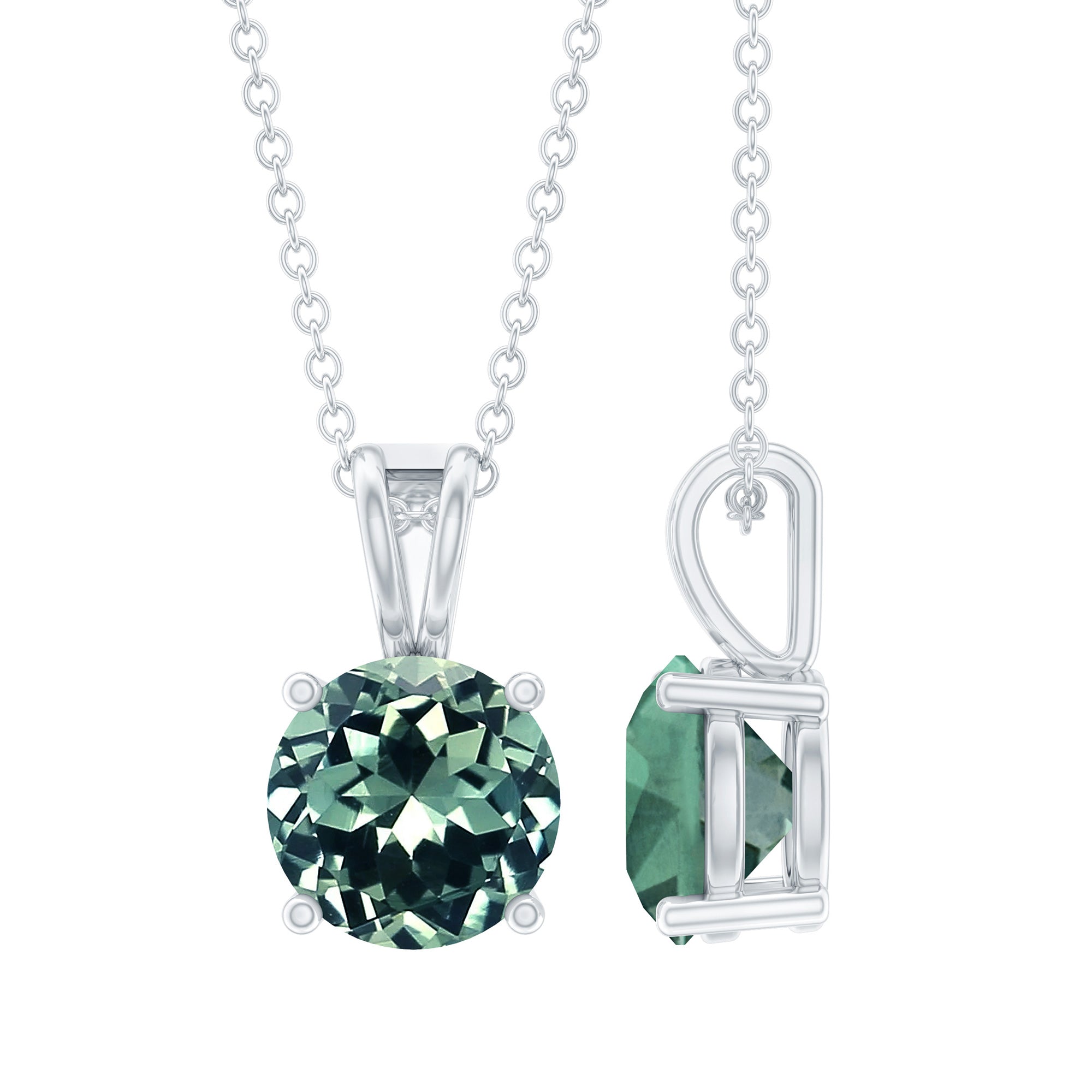 Certified 2.25 Carat Lab Grown Green Sapphire Solitaire Locket with Silver Chain AAAA 92.5 Sterling Silver - Rosec Jewels