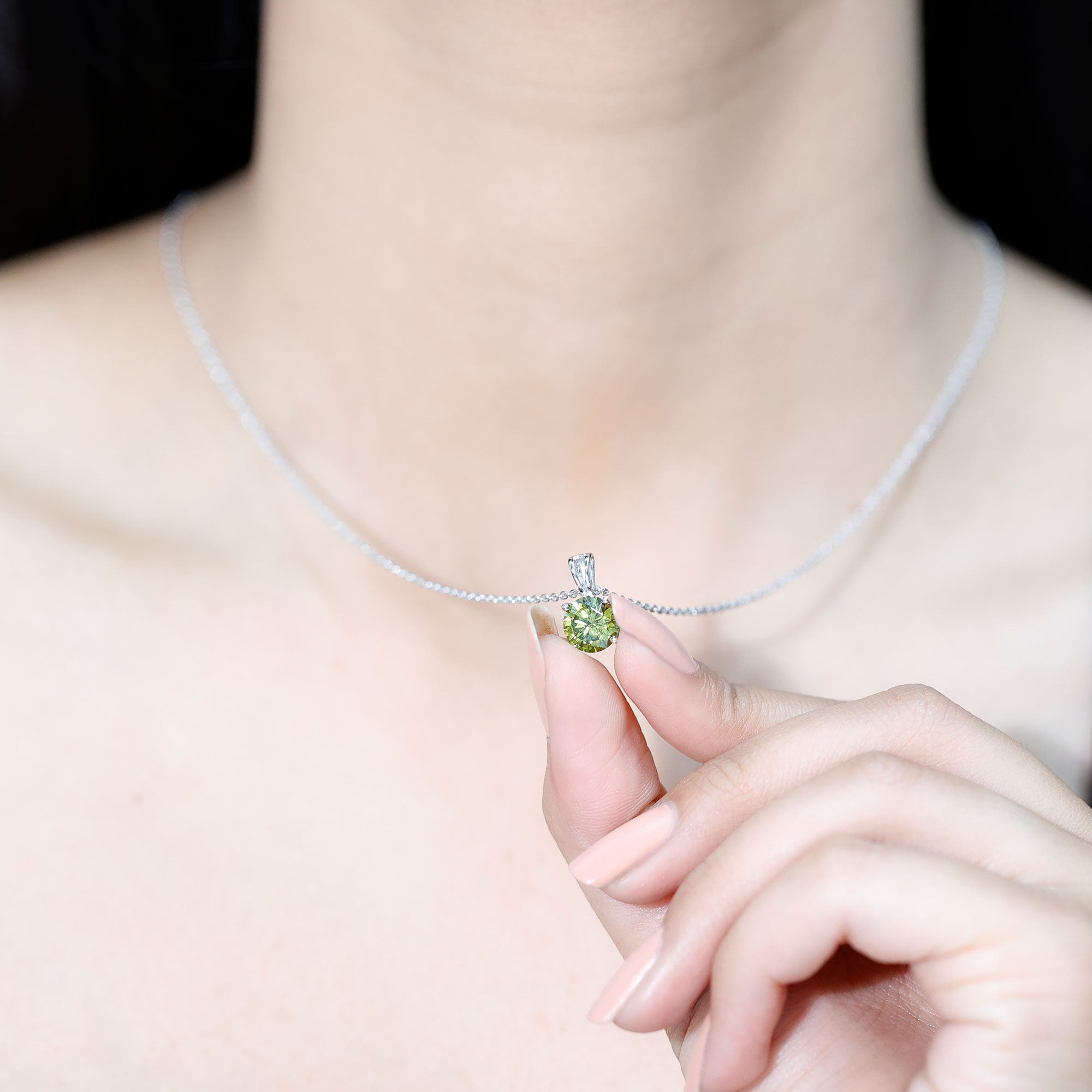 Certified 2.25 Carat Lab Grown Green Sapphire Solitaire Locket with Silver Chain AAAA 92.5 Sterling Silver - Rosec Jewels
