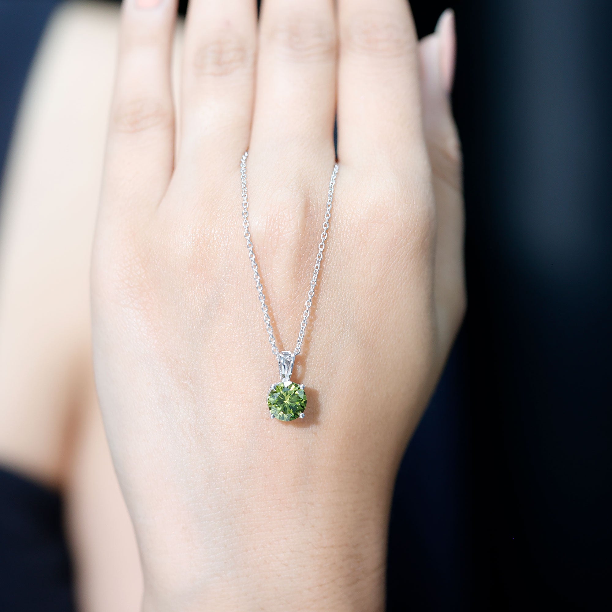 Certified 2.25 Carat Lab Grown Green Sapphire Solitaire Locket with Silver Chain AAAA 92.5 Sterling Silver - Rosec Jewels