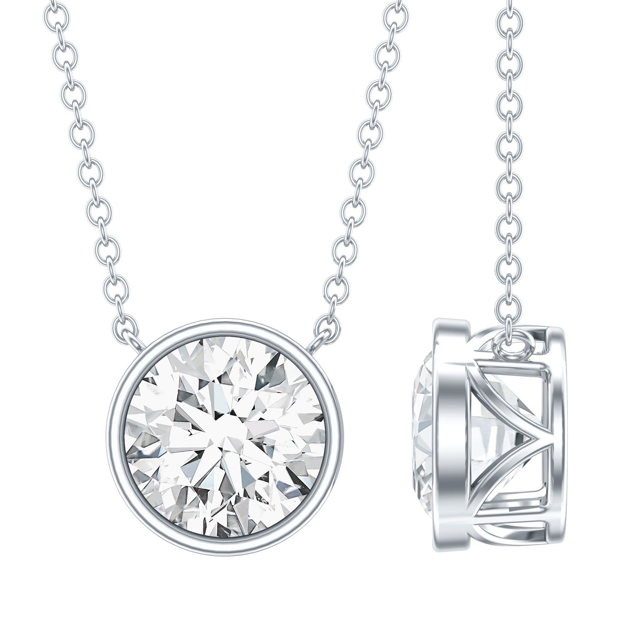 IGI Certified 3 Carat Lab Grown Diamond Solitaire Necklace for Women Lab - ( E-VS1 ) - Rosec Jewels
