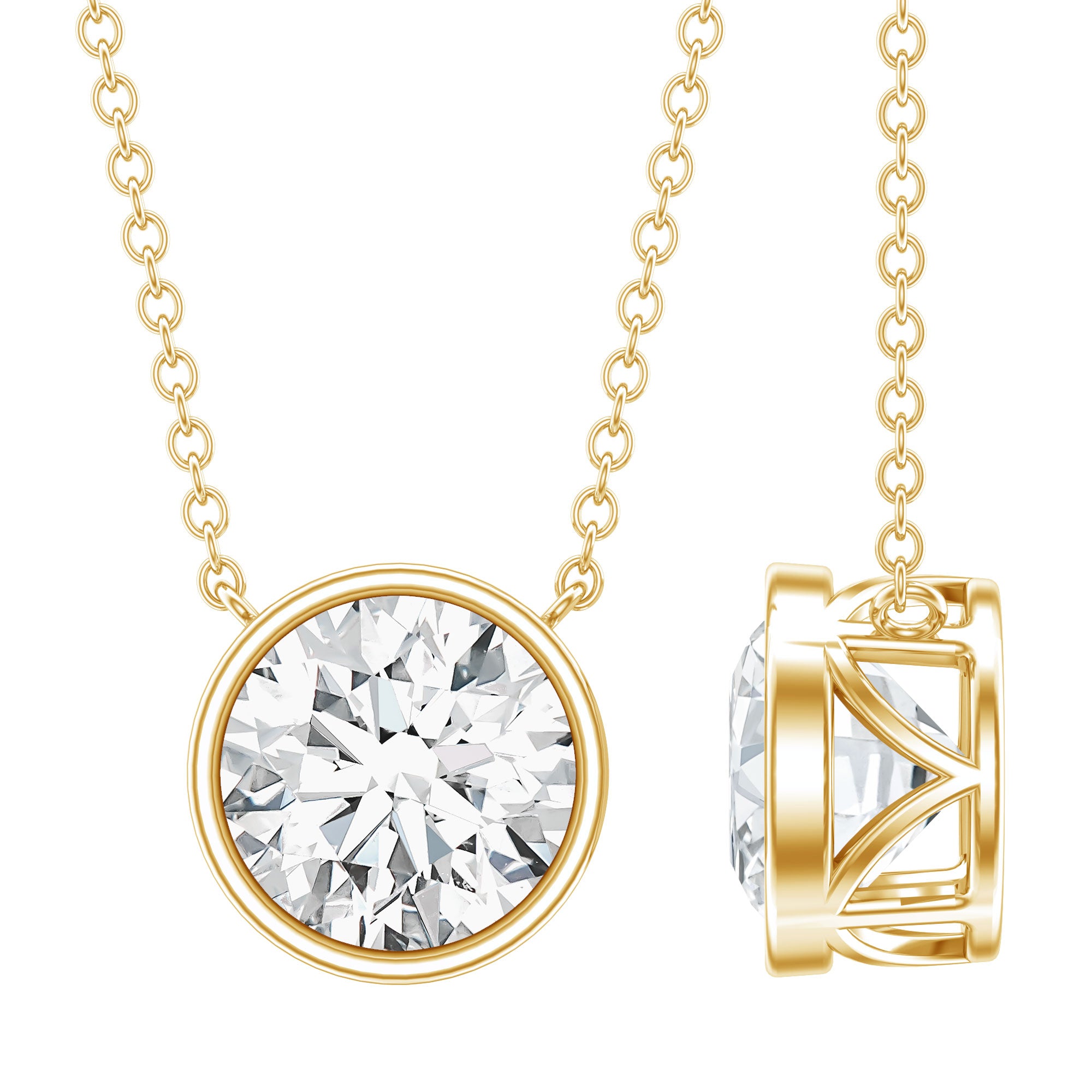 IGI Certified 3 Carat Lab Grown Diamond Solitaire Necklace for Women Lab - ( E-VS1 ) - Rosec Jewels
