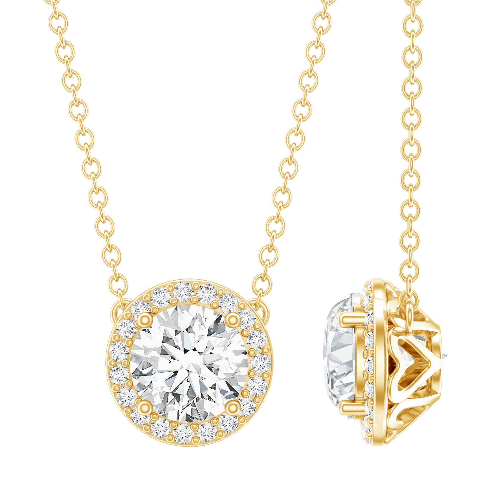 1 Carat Lab Grown Diamond Bridal Necklace with IGI Certificate Lab - ( E-VS1 ) - Rosec Jewels