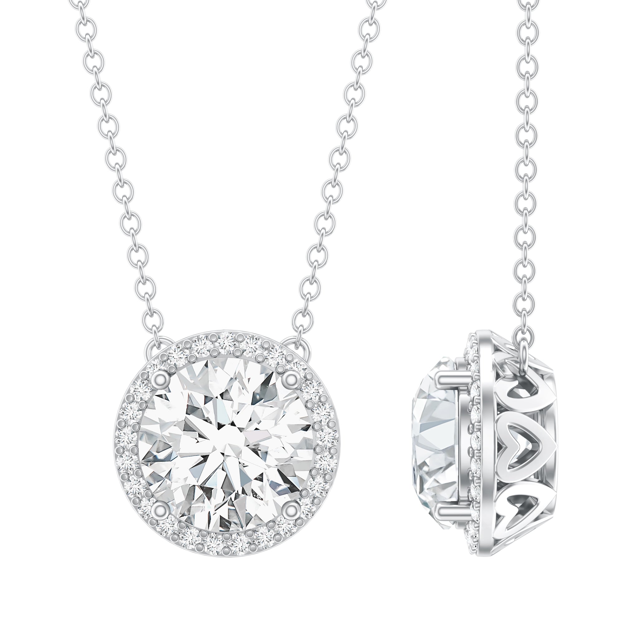IGI Certified Round Lab Grown Diamond Wedding Necklace for Women Lab - ( E-VS1 ) - Rosec Jewels