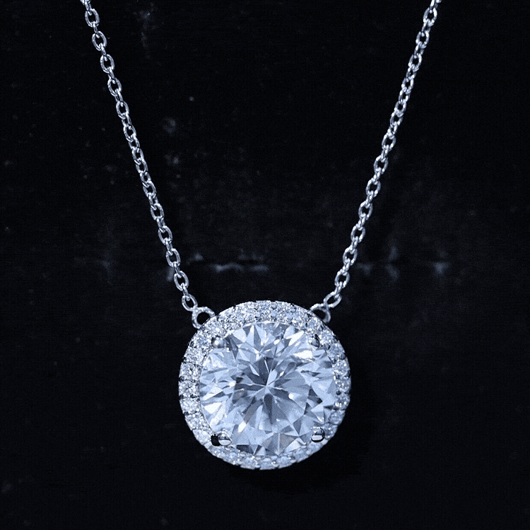 IGI Certified 4 Carat Round Lab Grown Diamond Statement Necklace Lab - ( E-VS1 ) - Rosec Jewels