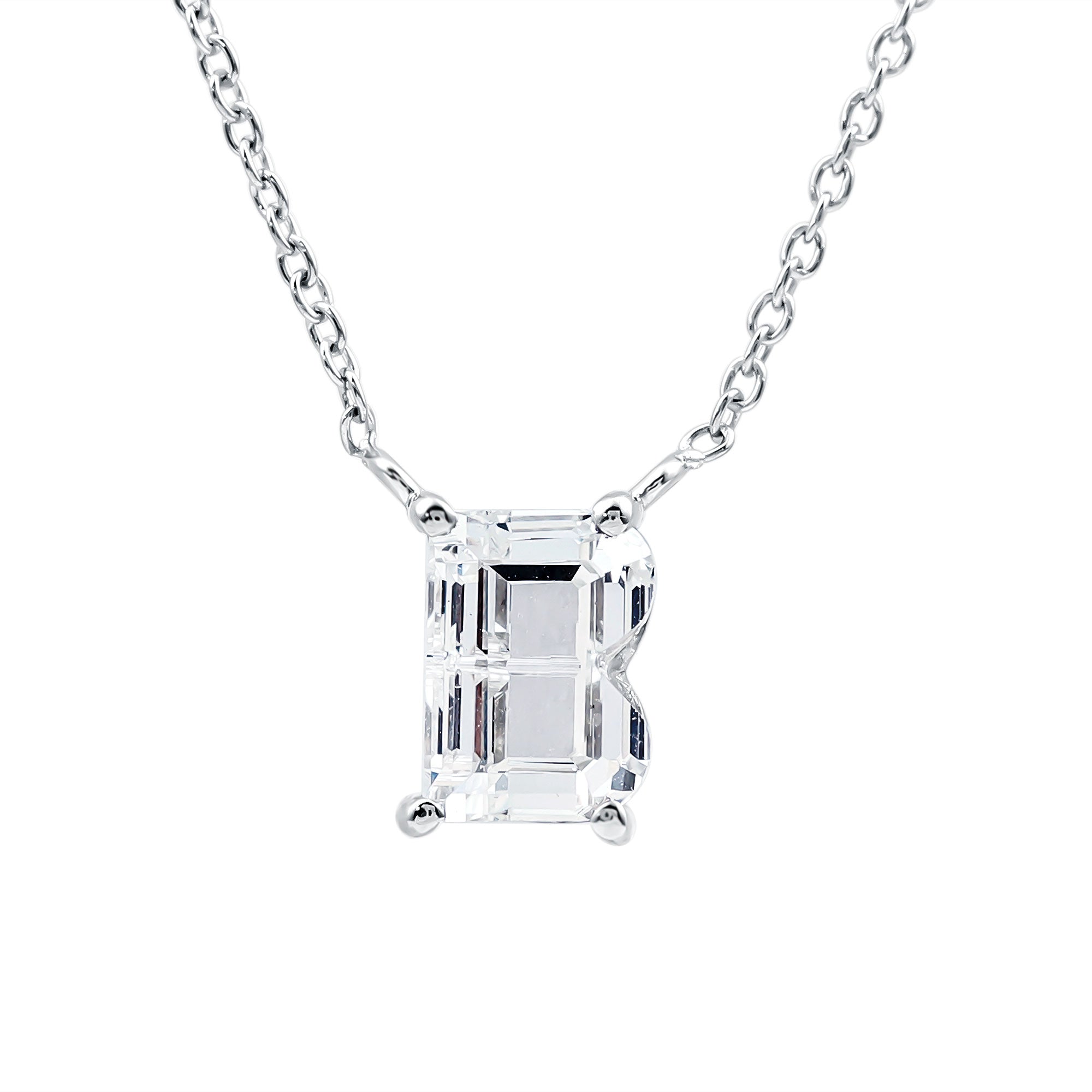 2 Carat Initial B Necklace with Certified Lab Grown Diamond Lab - ( EF-VS ) - Rosec Jewels