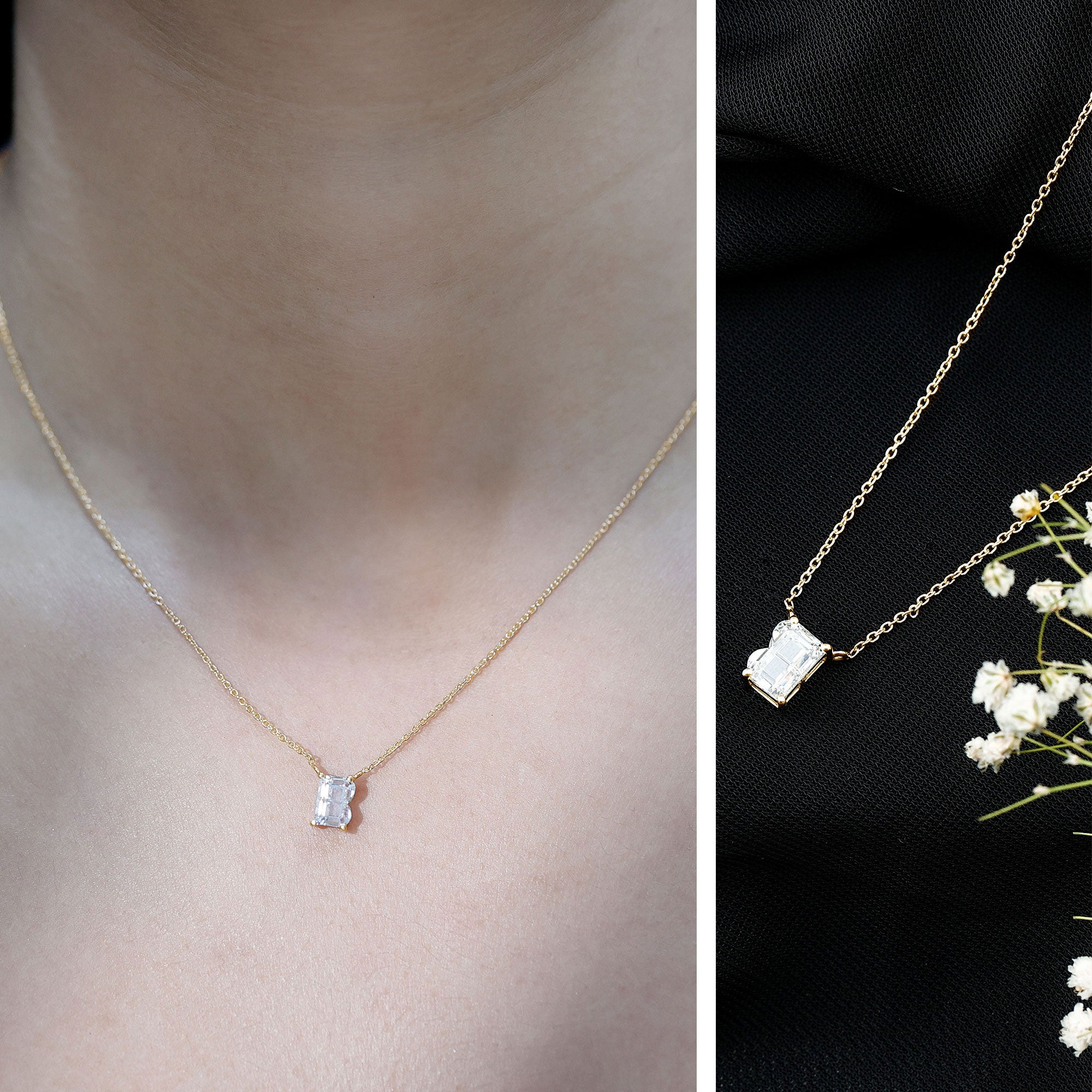2 Carat Initial B Necklace with Certified Lab Grown Diamond Lab - ( EF-VS ) - Rosec Jewels