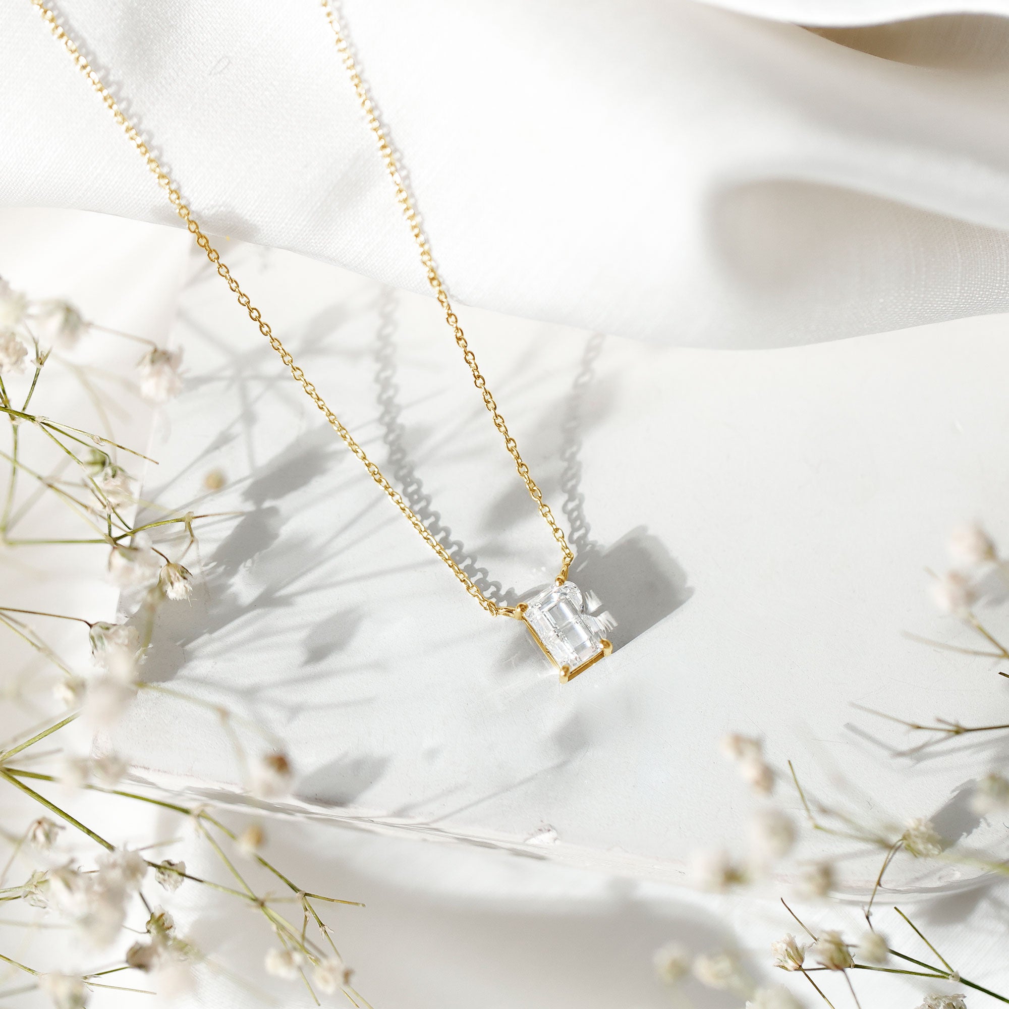 2 Carat Initial B Necklace with Certified Lab Grown Diamond Lab - ( EF-VS ) - Rosec Jewels