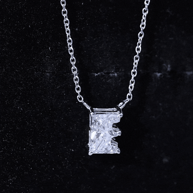 2 Carat Lab Grown Diamond Letter E Necklace for Her Lab - ( EF-VS ) - Rosec Jewels
