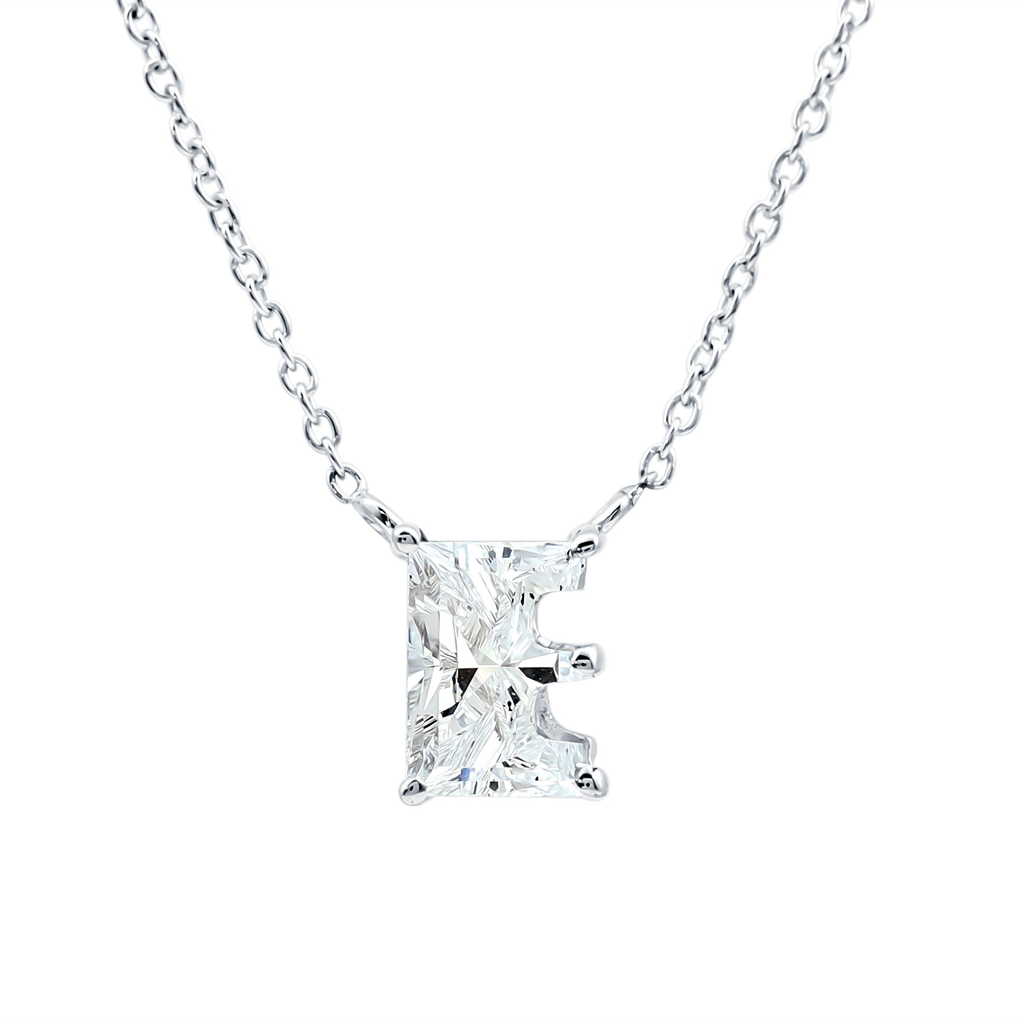 2 Carat Lab Grown Diamond Letter E Necklace for Her Lab - ( EF-VS ) - Rosec Jewels