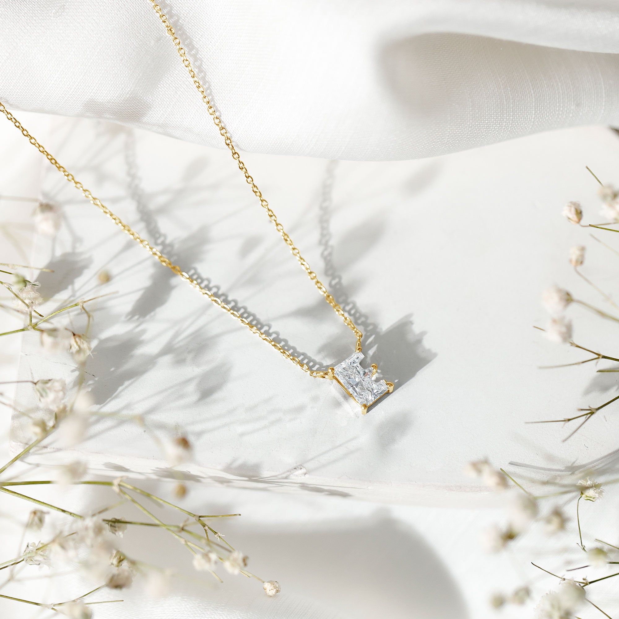 2 Carat Lab Grown Diamond Letter E Necklace for Her Lab - ( EF-VS ) - Rosec Jewels
