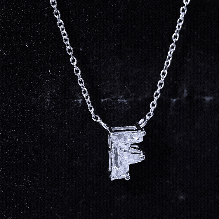 2 Carat Lab Grown Diamond Necklace with Initial F Lab - ( EF-VS ) - Rosec Jewels