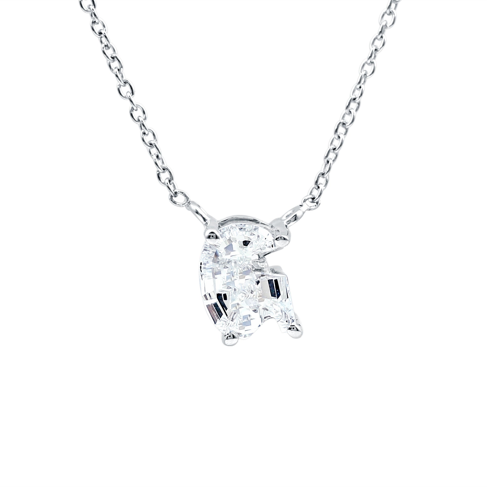 Lab Grown Diamond 2 Carat G Initial Necklace for Women Lab - ( EF-VS ) - Rosec Jewels