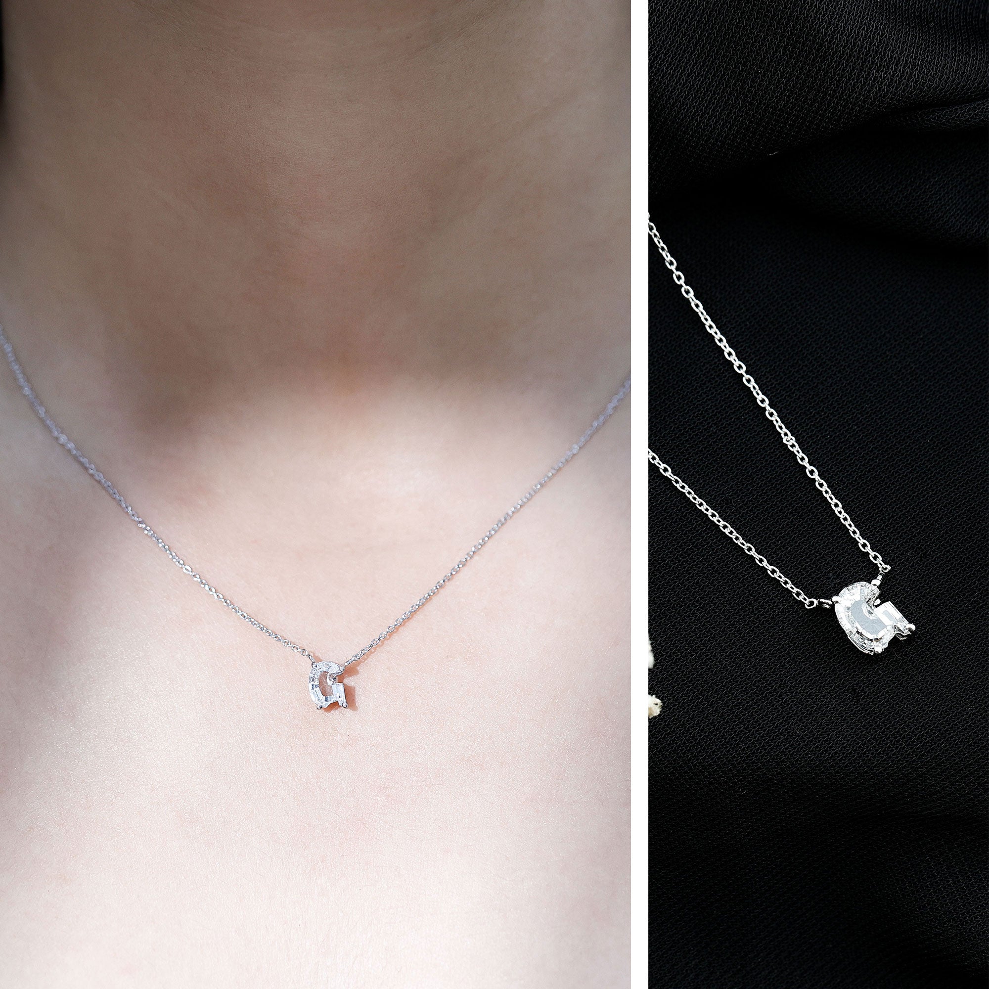 Lab Grown Diamond 2 Carat G Initial Necklace for Women Lab - ( EF-VS ) - Rosec Jewels