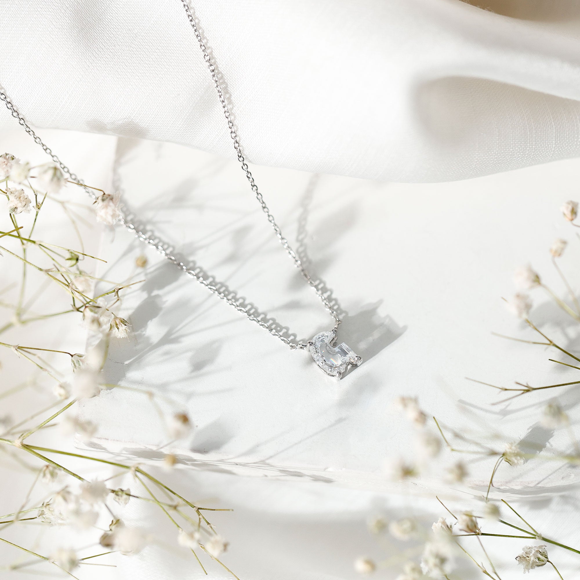 Lab Grown Diamond 2 Carat G Initial Necklace for Women Lab - ( EF-VS ) - Rosec Jewels