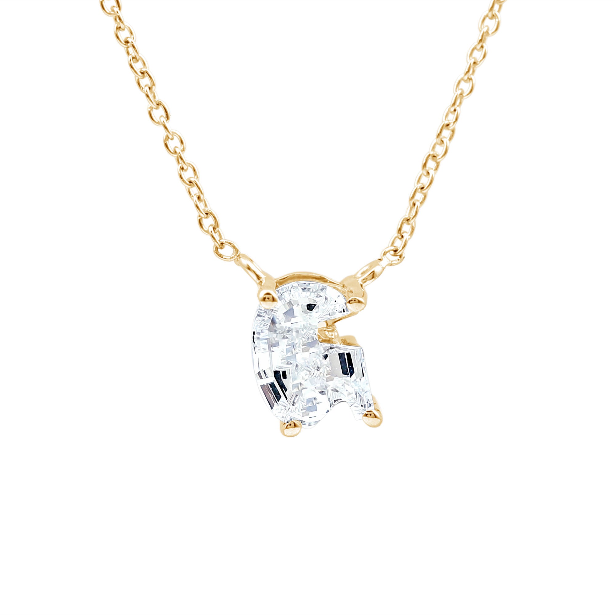 Lab Grown Diamond 2 Carat G Initial Necklace for Women Lab - ( EF-VS ) - Rosec Jewels