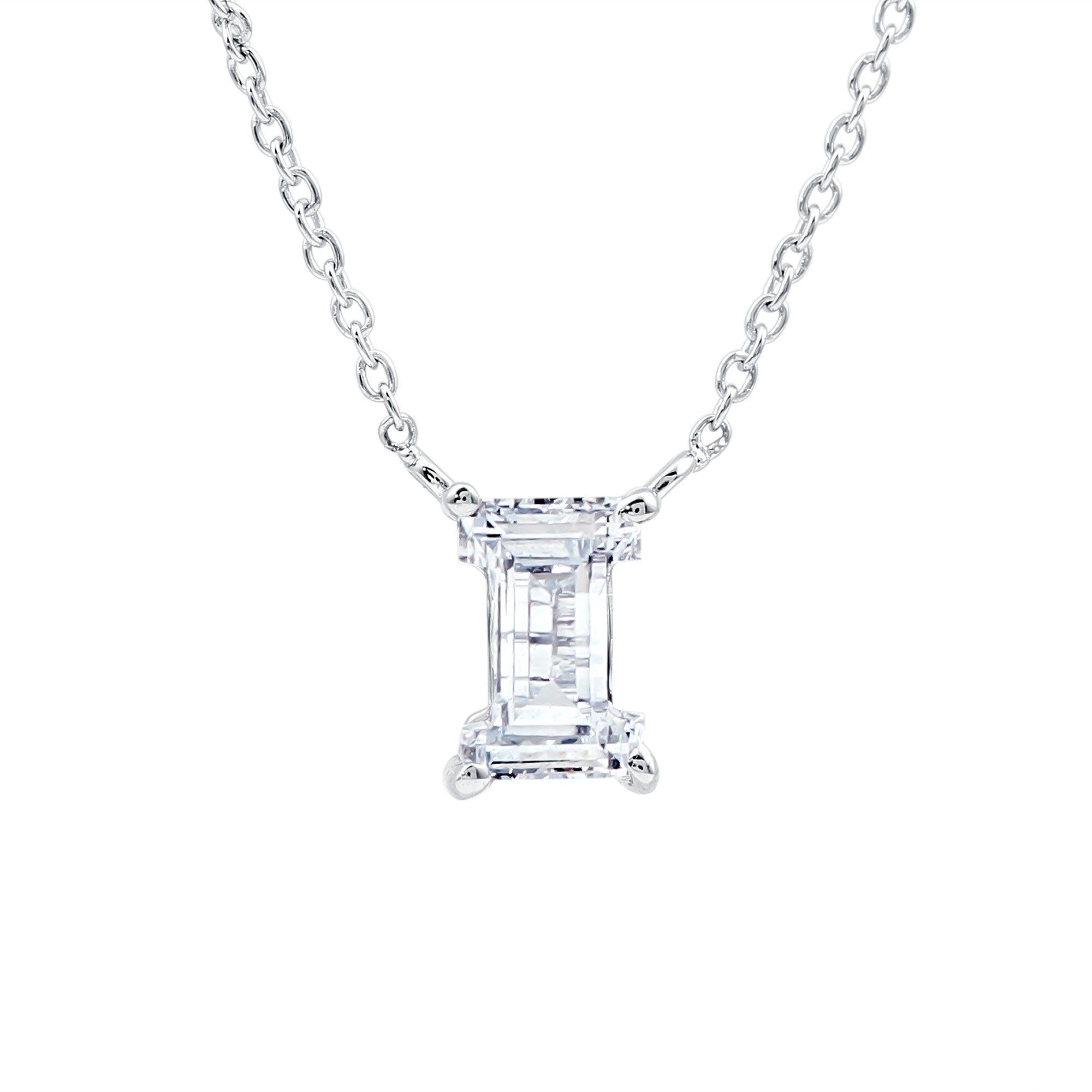 Lab Grown 2 Carat Diamond Initial Necklace I with Certificate Lab - ( EF-VS ) - Rosec Jewels