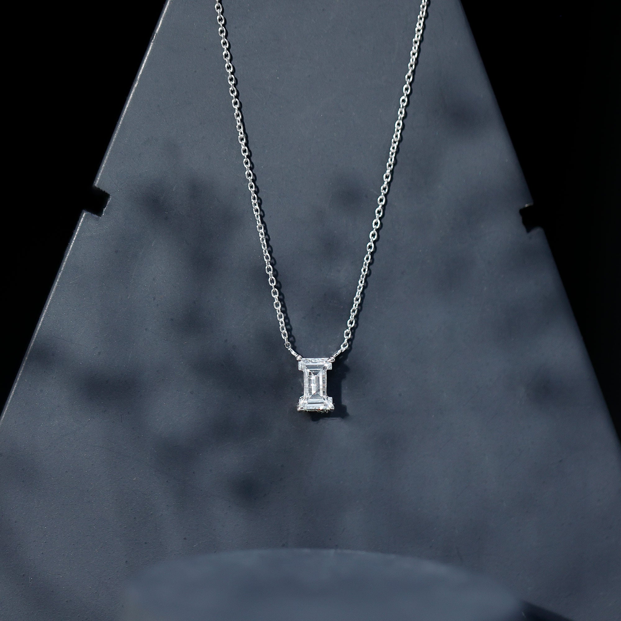 Lab Grown 2 Carat Diamond Initial Necklace I with Certificate Lab - ( EF-VS ) - Rosec Jewels