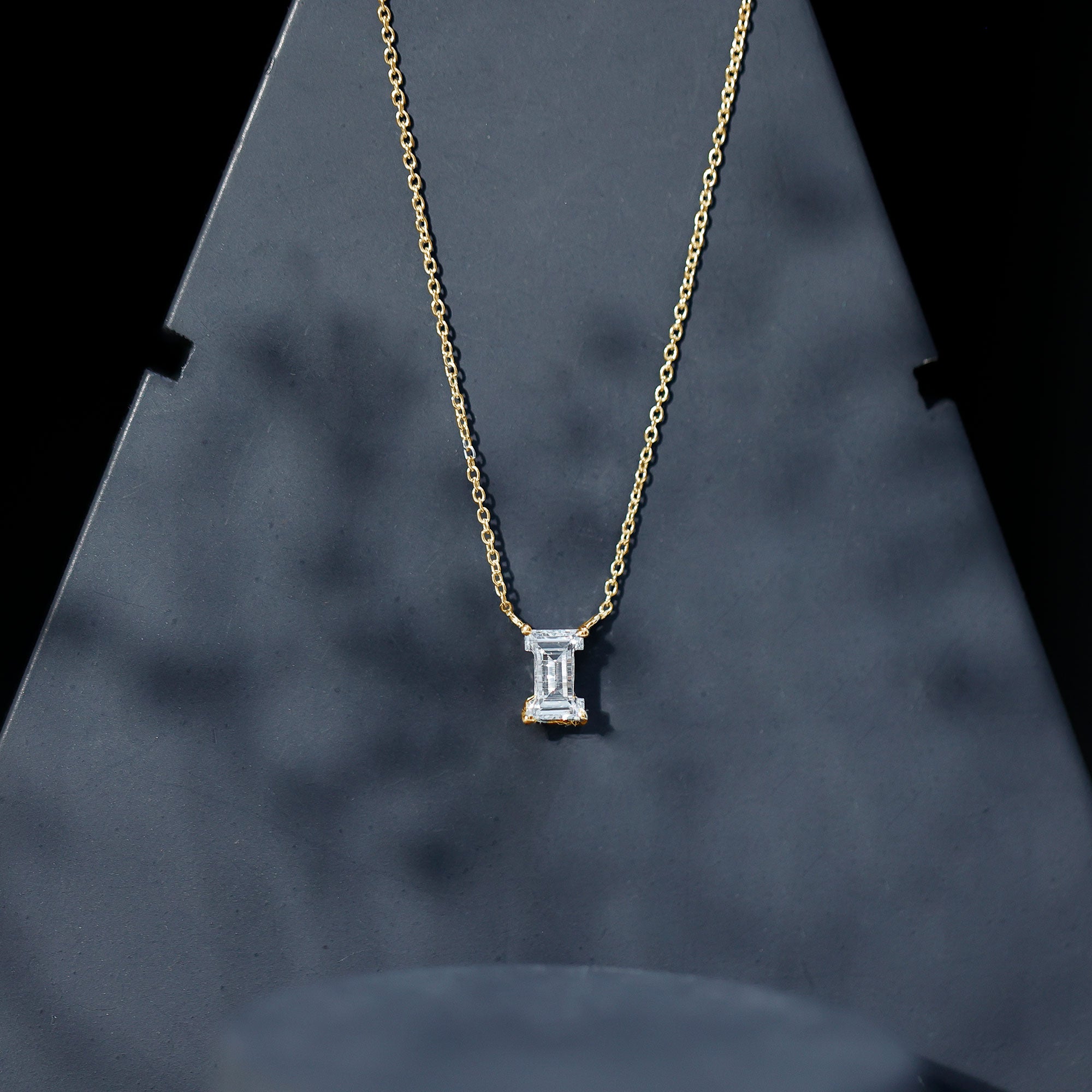 Lab Grown 2 Carat Diamond Initial Necklace I with Certificate Lab - ( EF-VS ) - Rosec Jewels