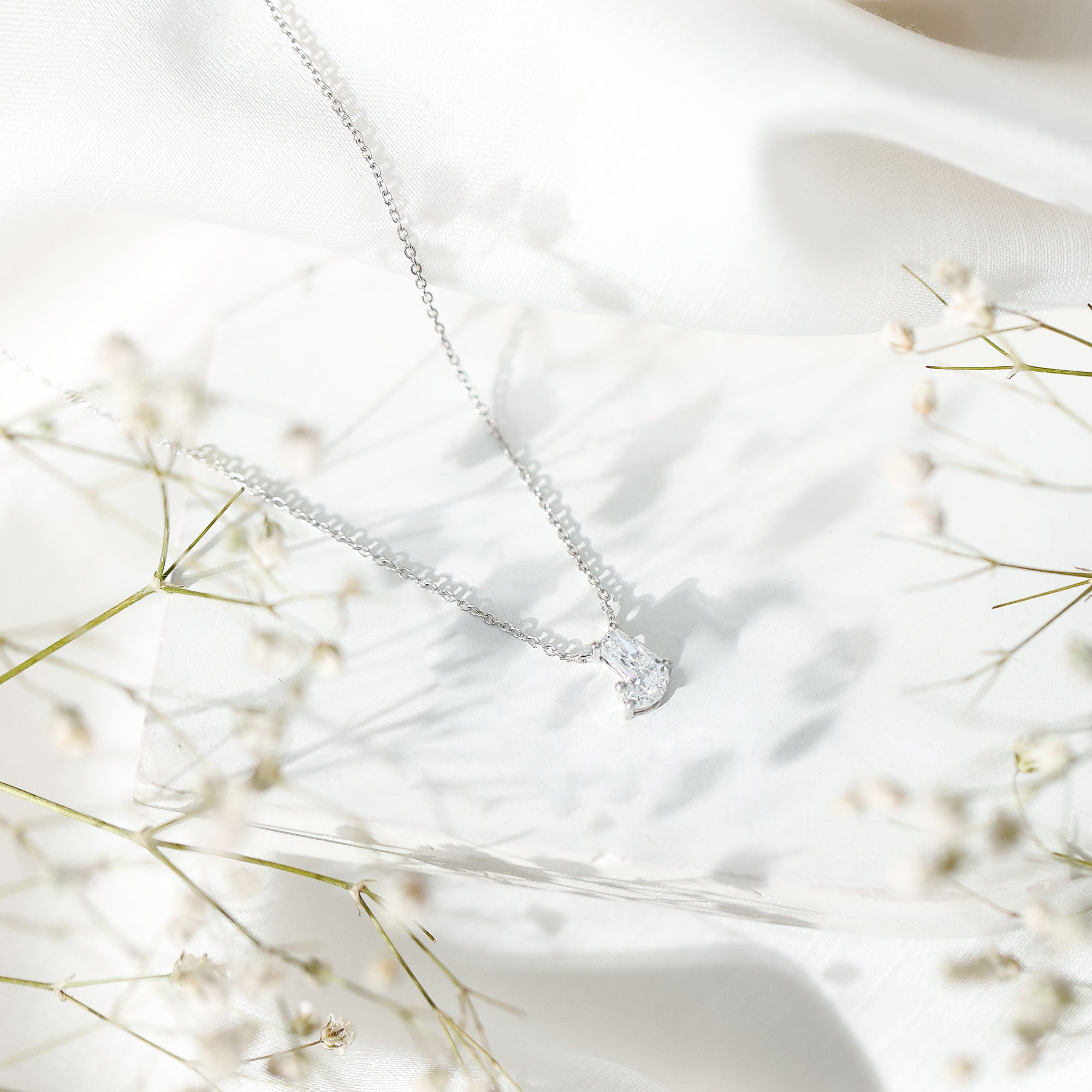 Fancy Cut 2 Carat Lab Grown Diamond J Necklace for Women Lab - ( EF-VS ) - Rosec Jewels