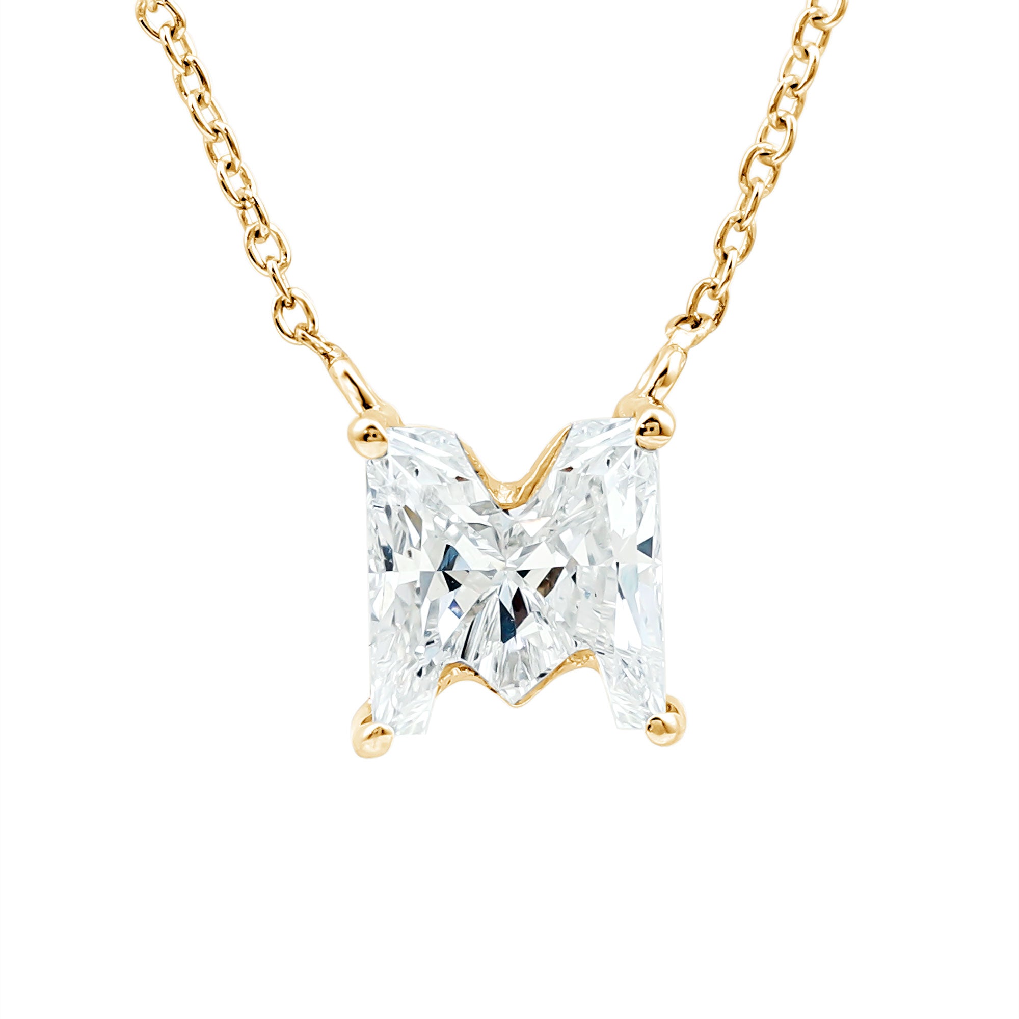 2 Carat Lab Grown Diamond M Letter Necklace for Women Lab - ( EF-VS ) - Rosec Jewels