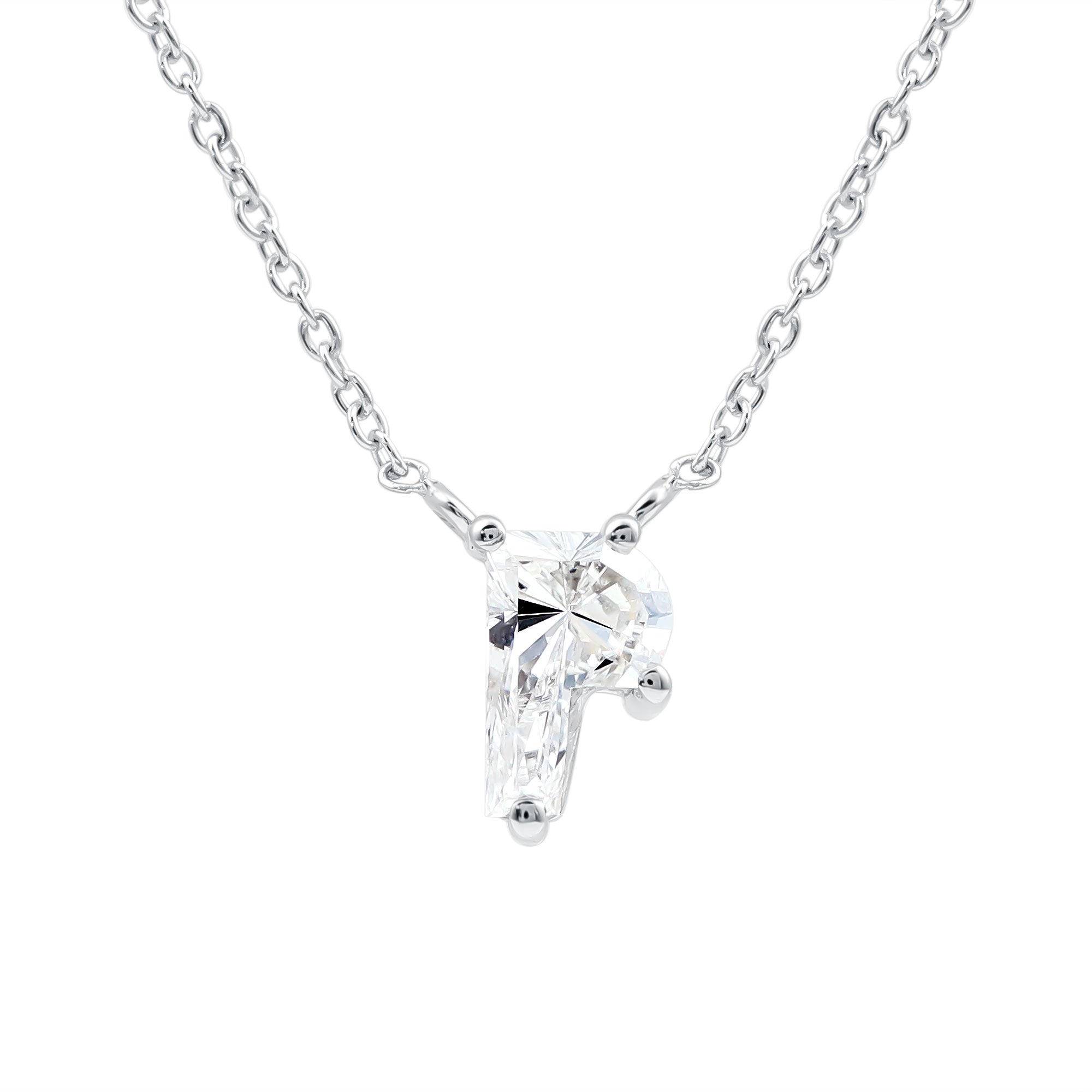 2 Carat Lab Grown Diamond P Initial Necklace with Certificate Lab - ( EF-VS ) - Rosec Jewels
