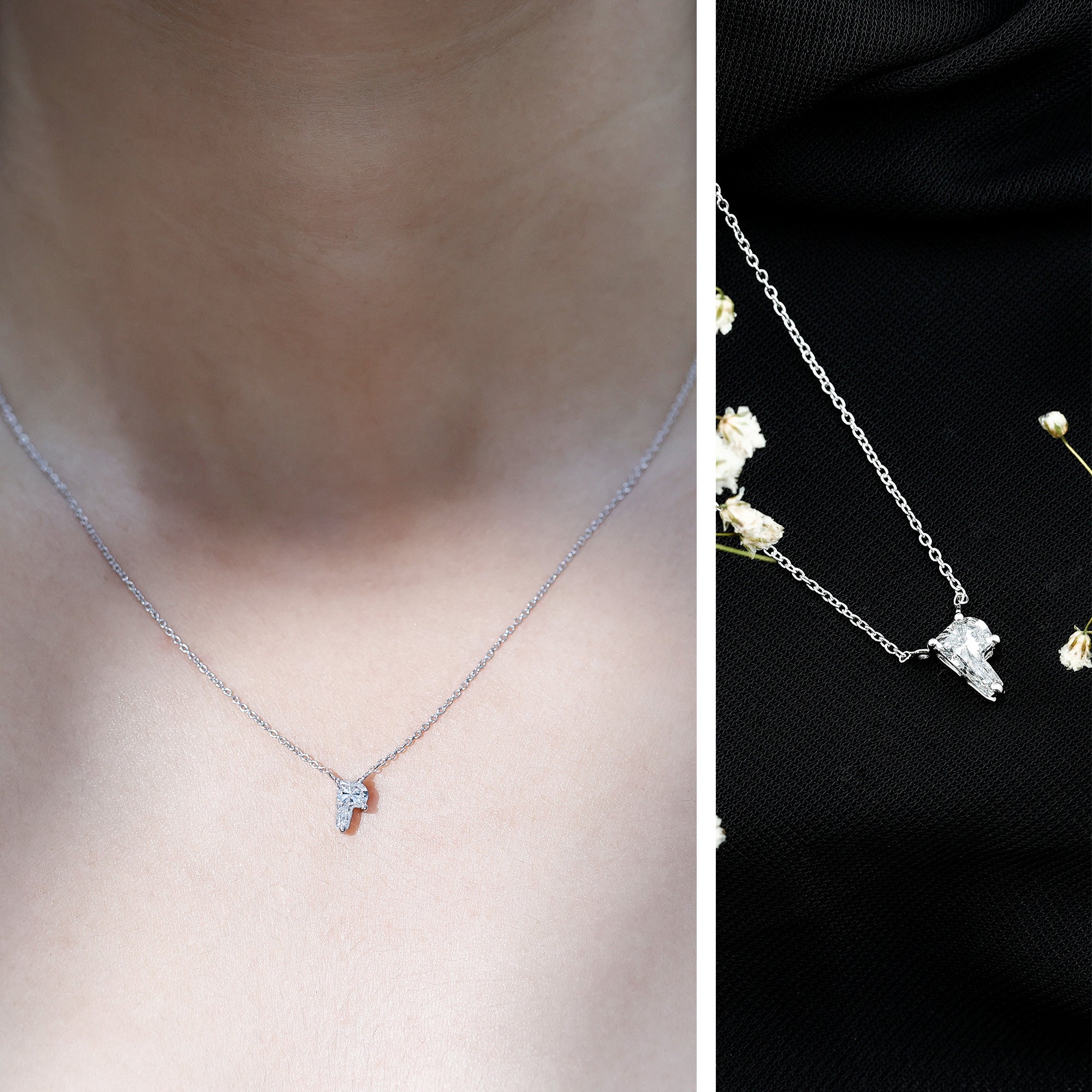 2 Carat Lab Grown Diamond P Initial Necklace with Certificate Lab - ( EF-VS ) - Rosec Jewels