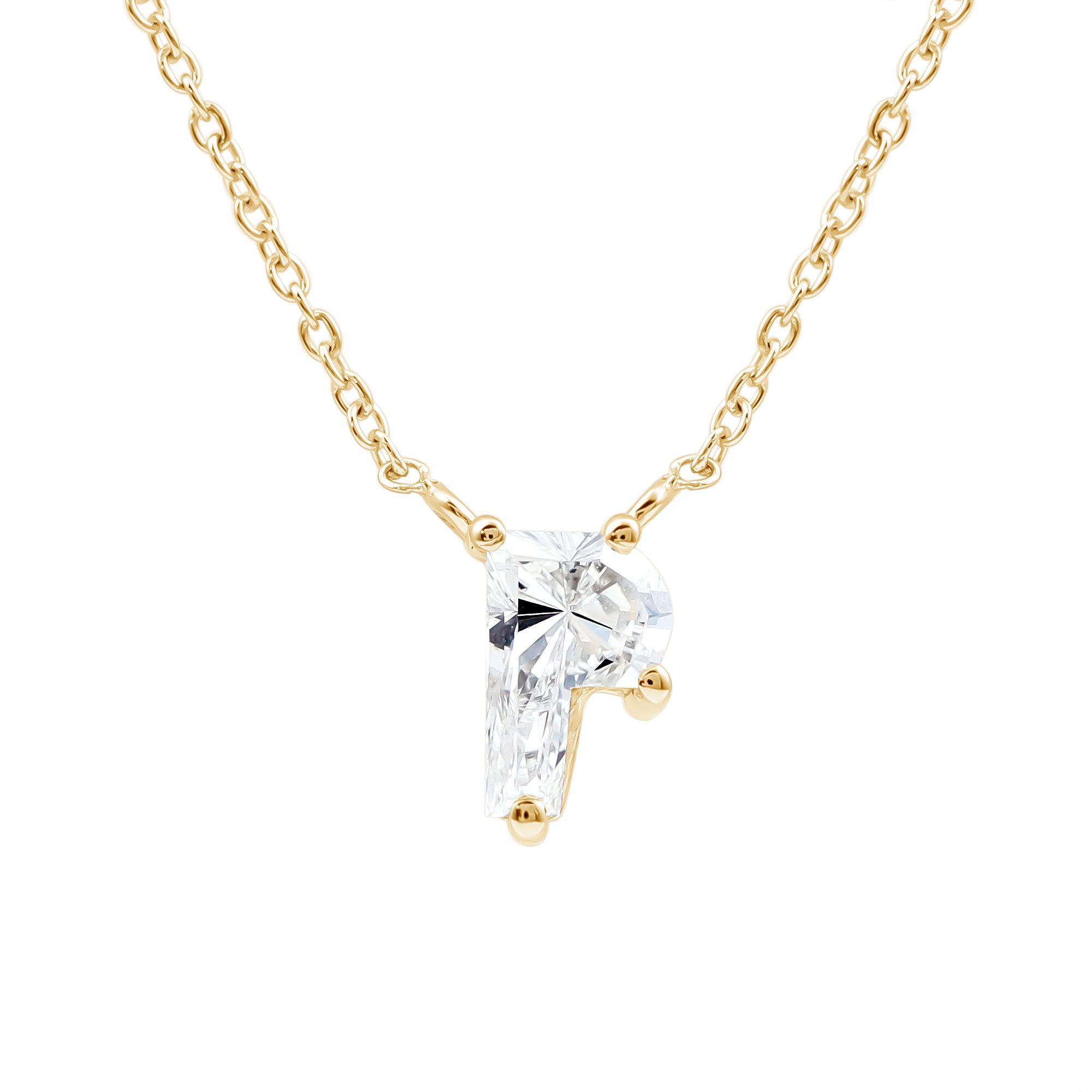 2 Carat Lab Grown Diamond P Initial Necklace with Certificate Lab - ( EF-VS ) - Rosec Jewels