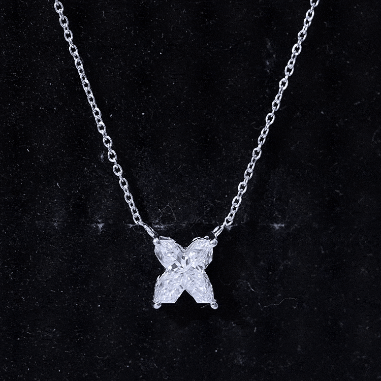 Initial X Necklace with Certified Lab Grown Diamond 2 Carat Lab - ( EF-VS ) - Rosec Jewels