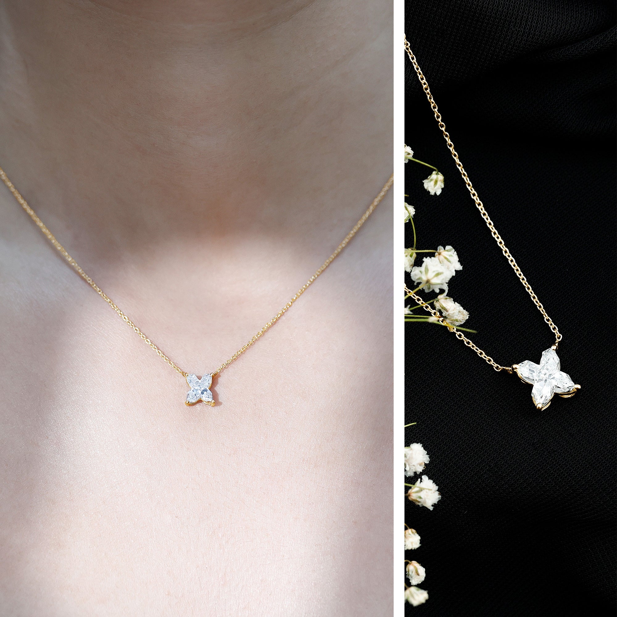 Initial X Necklace with Certified Lab Grown Diamond 2 Carat Lab - ( EF-VS ) - Rosec Jewels
