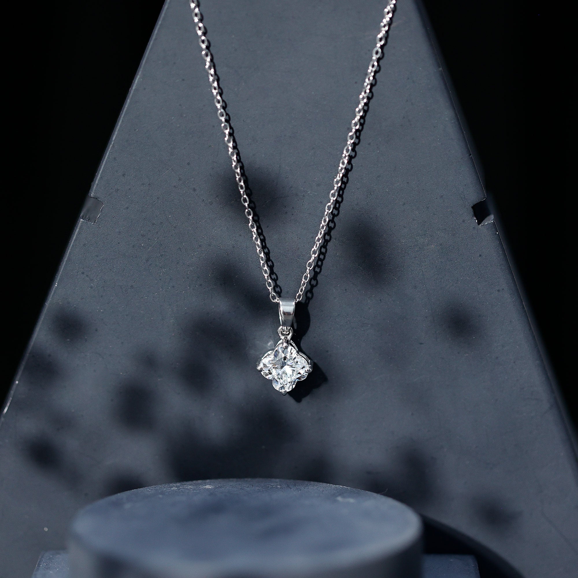 Rosec Jewels-0.8 Carat Lily Cut Lab Grown Diamond Solitaire Necklace with Certificate