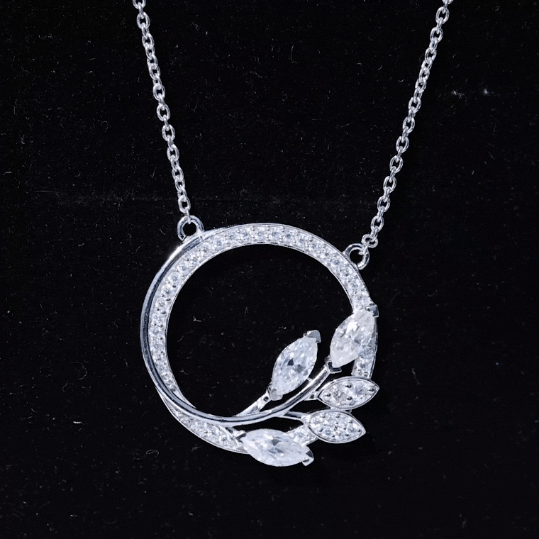 1 CT Marquise and Round Cut Moissanite Leaf Eternity Necklace D-VS1 - Rosec Jewels