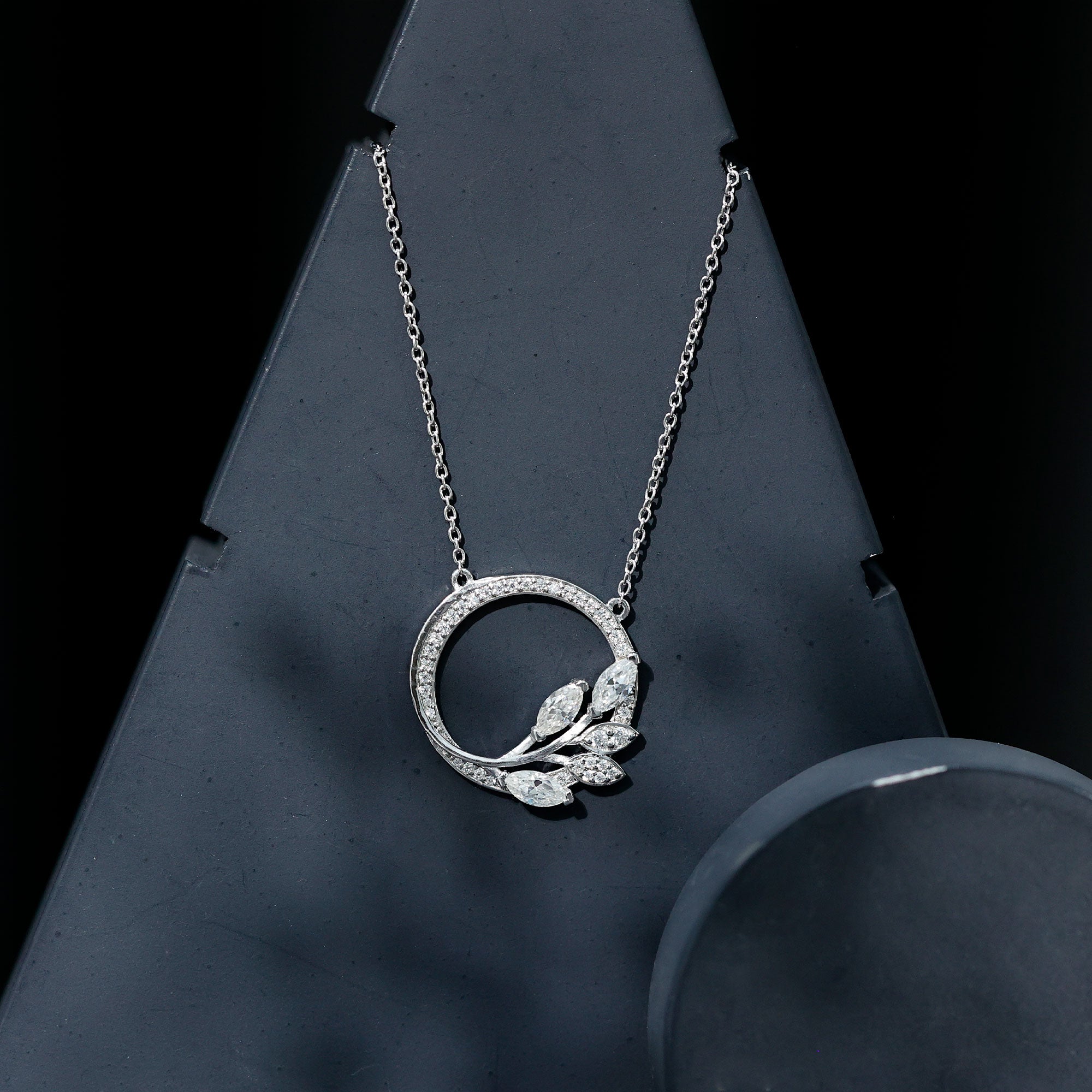 1 CT Marquise and Round Cut Moissanite Leaf Eternity Necklace D-VS1 - Rosec Jewels