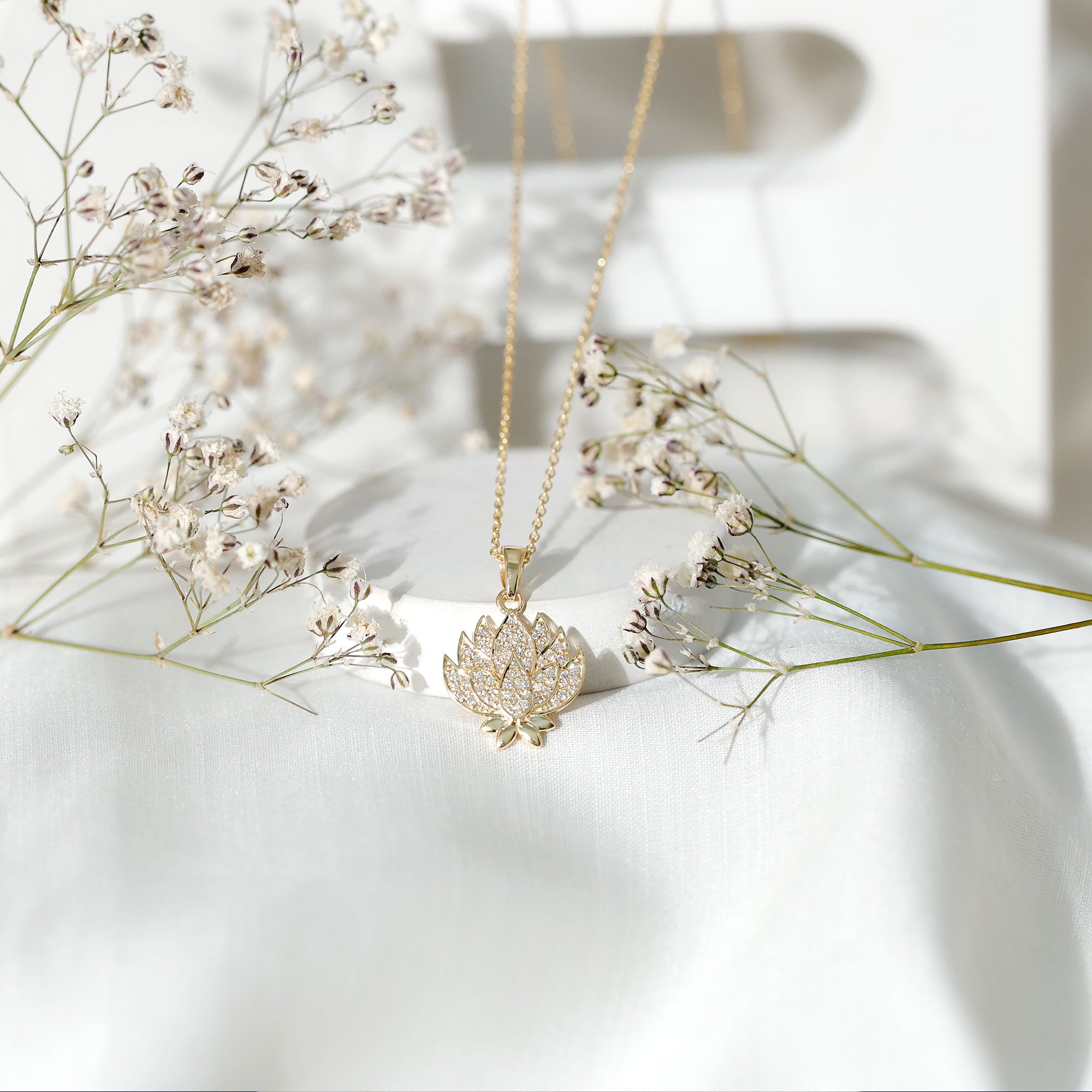 Diamond Designer Lotus Flower Necklace Natural - ( HI-SI ) - Rosec Jewels