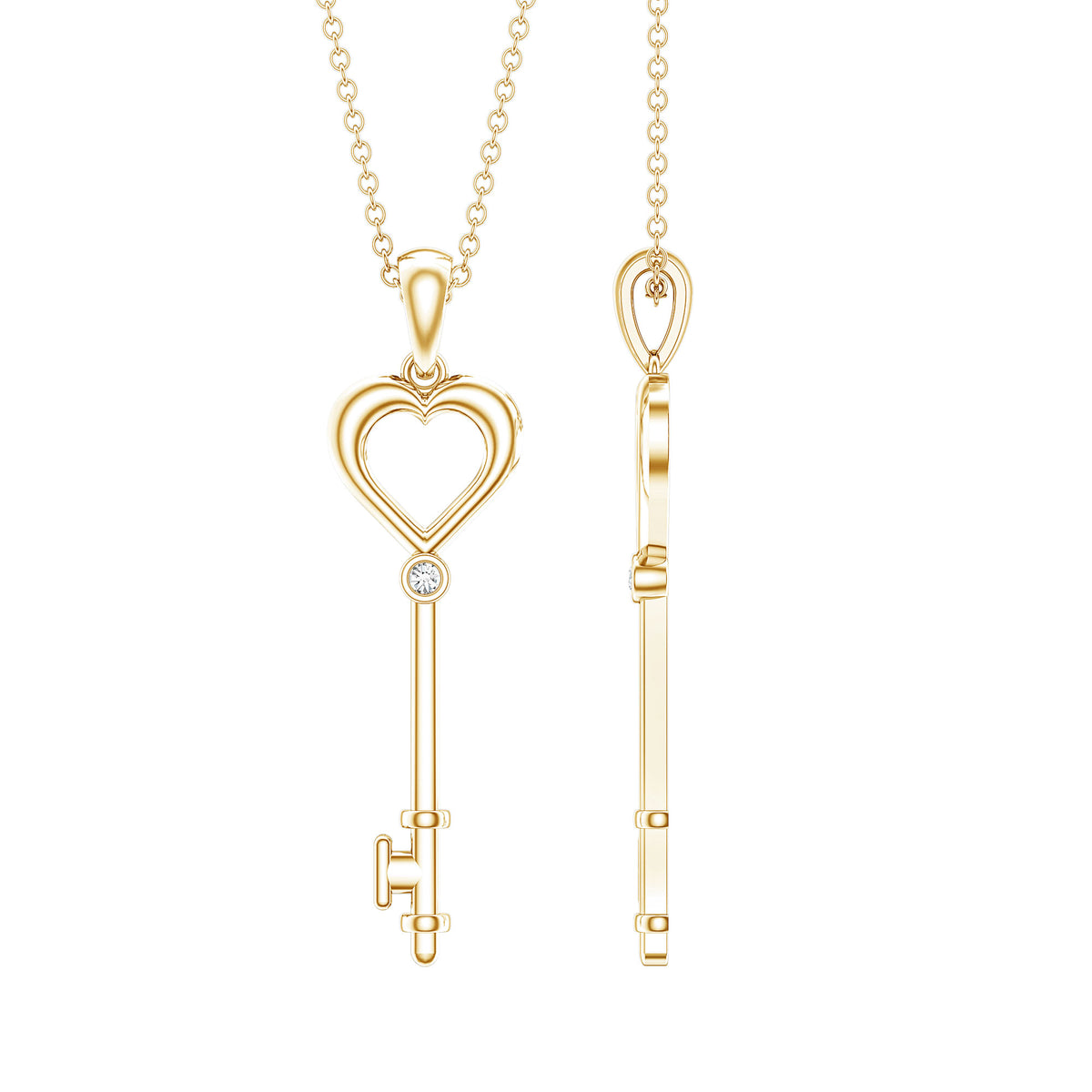 Diamond Heart Key Pendant Necklace For Women – Rosec Jewels