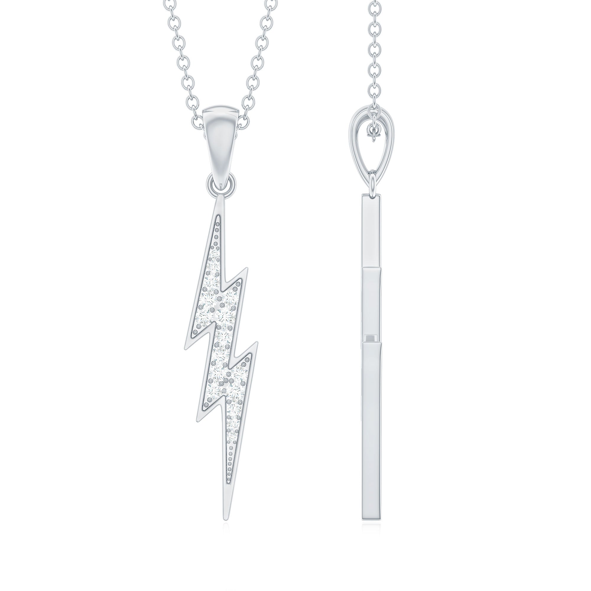 Natural Diamond Lightning Bolt Necklace for Her Natural - ( HI-SI ) - Rosec Jewels