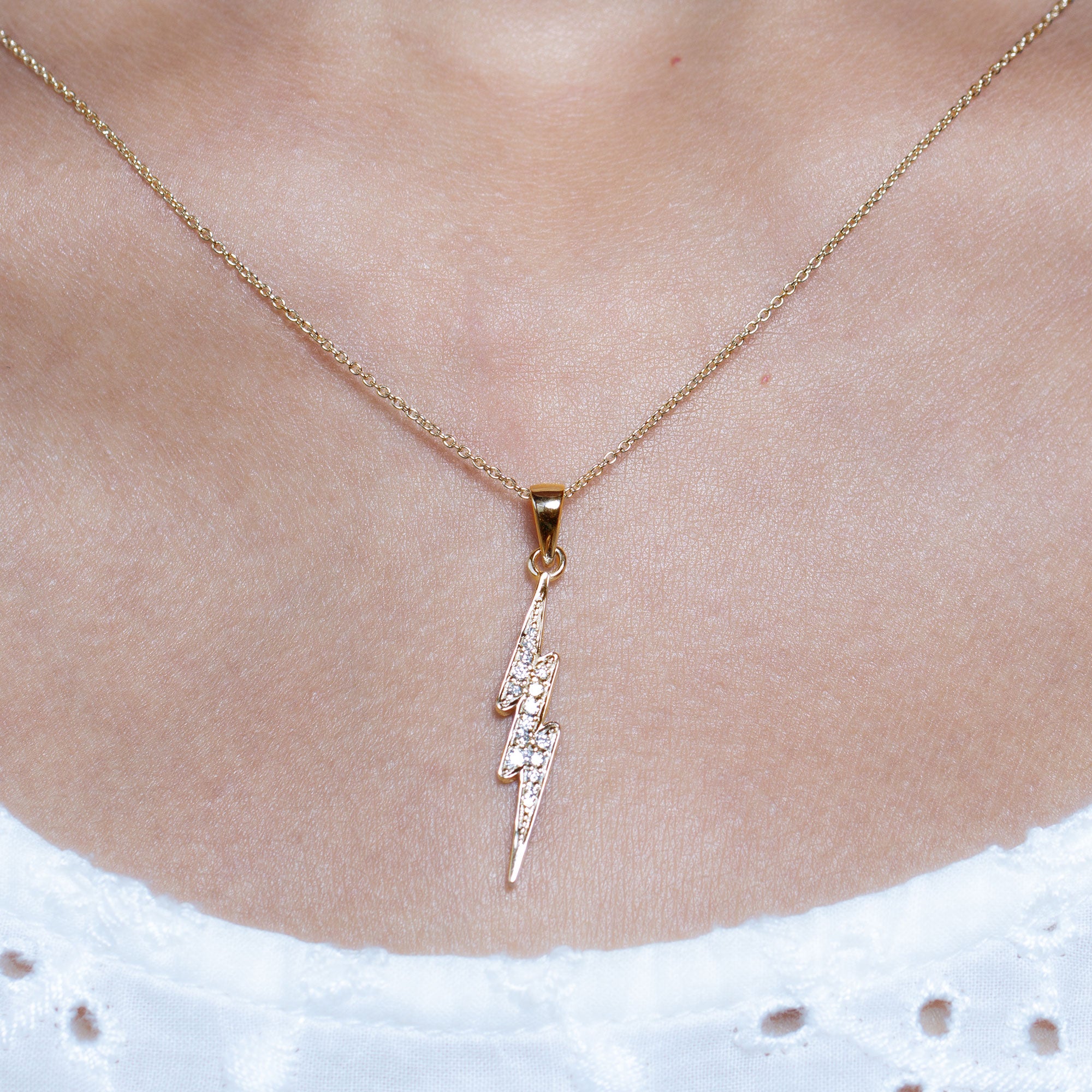 Natural Diamond Lightning Bolt Necklace for Her Natural - ( HI-SI ) - Rosec Jewels