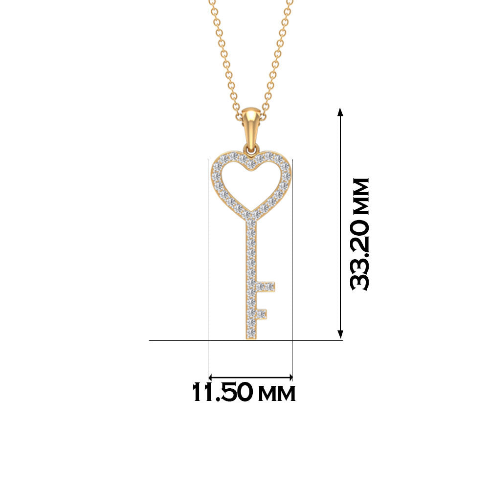 Simple Cubic Zirconia Heart Key Necklace AAAA - Rosec Jewels