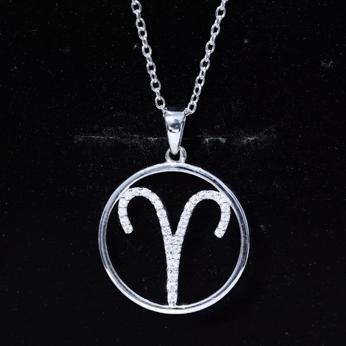 Certified Moissanite Aries Zodiac Sign Pendant Necklace D-VS1 - Rosec Jewels