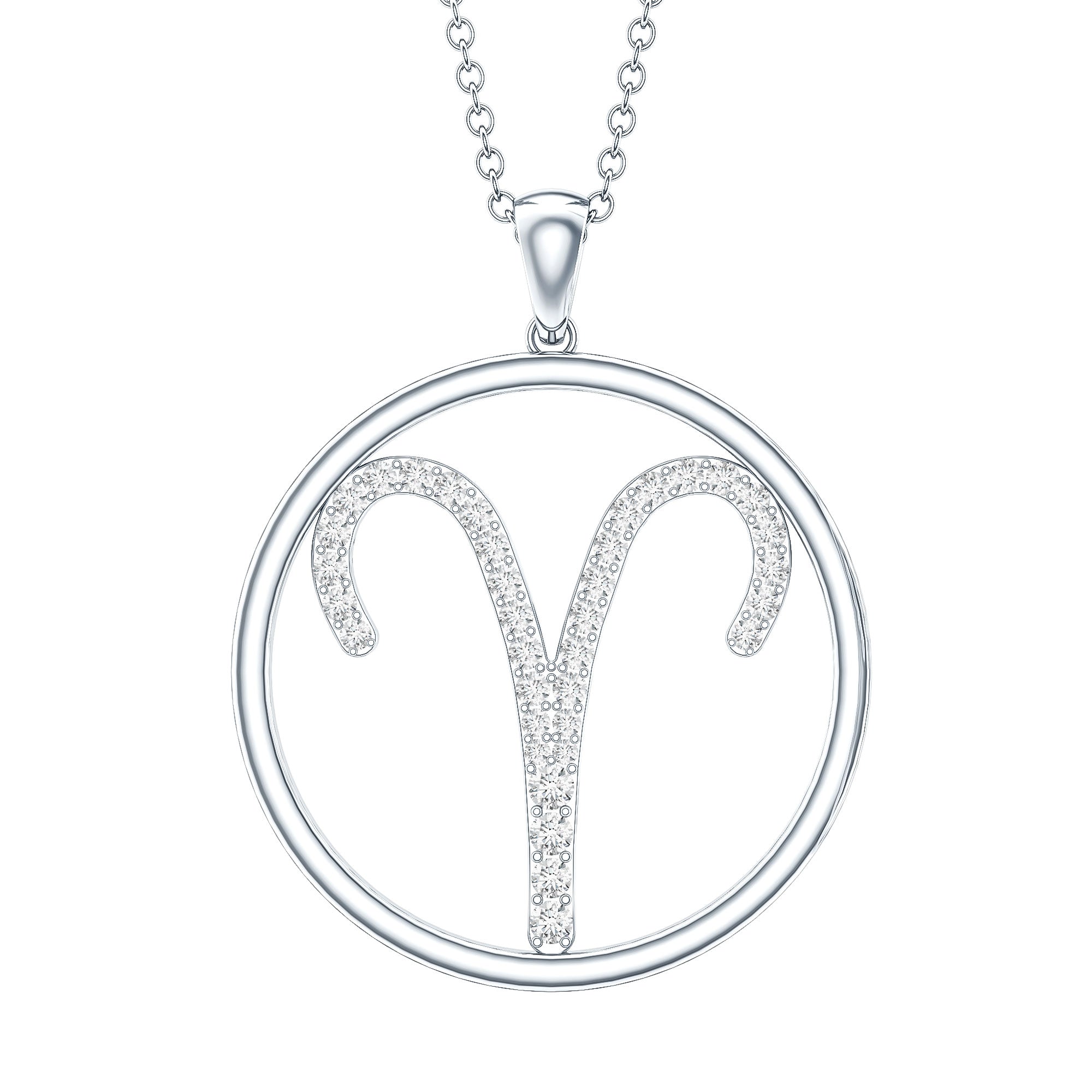 Certified Moissanite Aries Zodiac Sign Pendant Necklace D-VS1 - Rosec Jewels