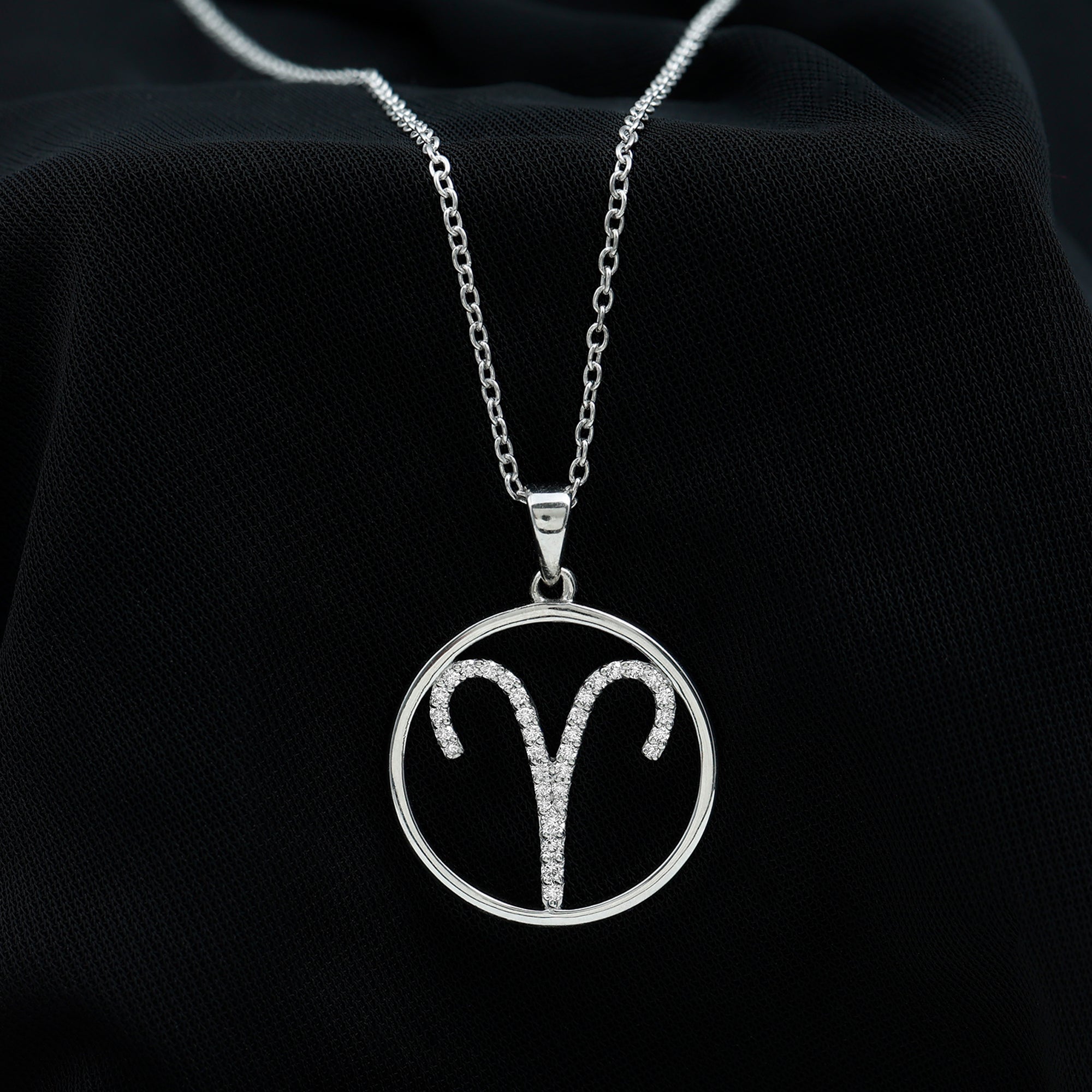 Certified Moissanite Aries Zodiac Sign Pendant Necklace D-VS1 - Rosec Jewels