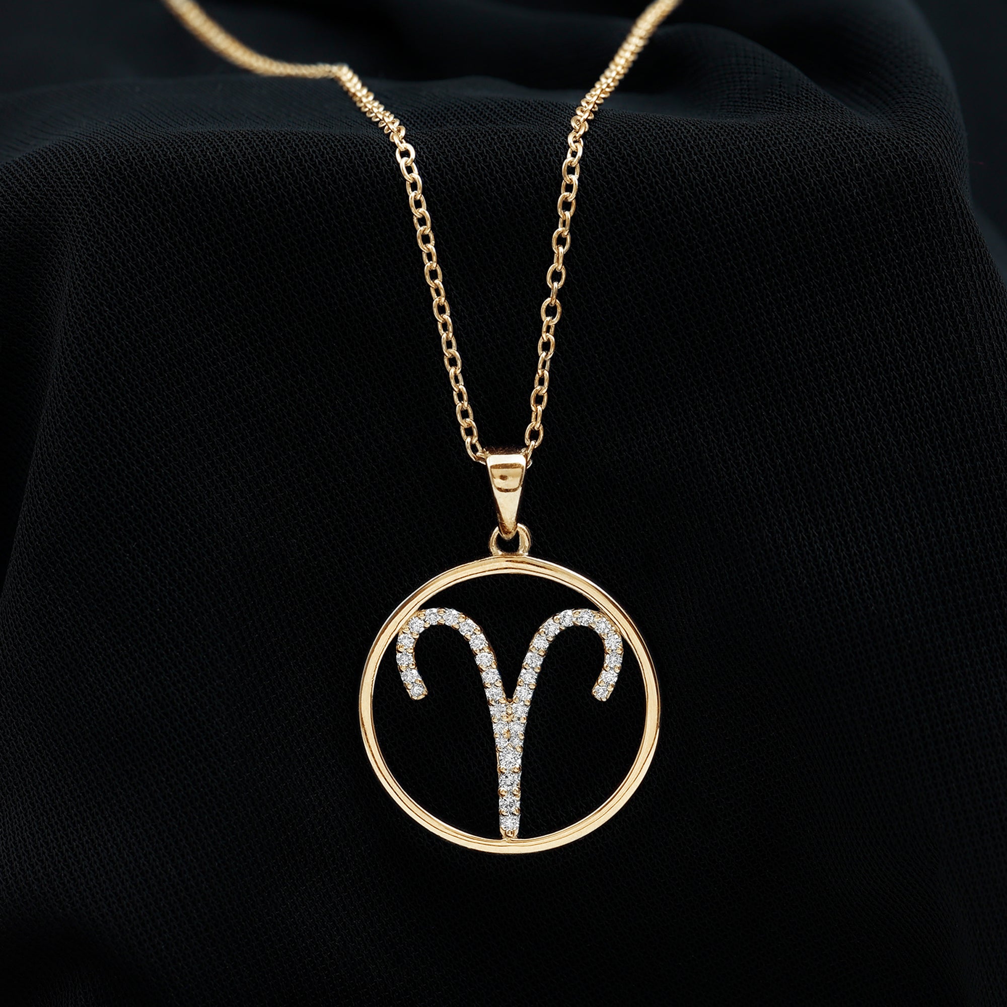 Certified Moissanite Aries Zodiac Sign Pendant Necklace D-VS1 - Rosec Jewels