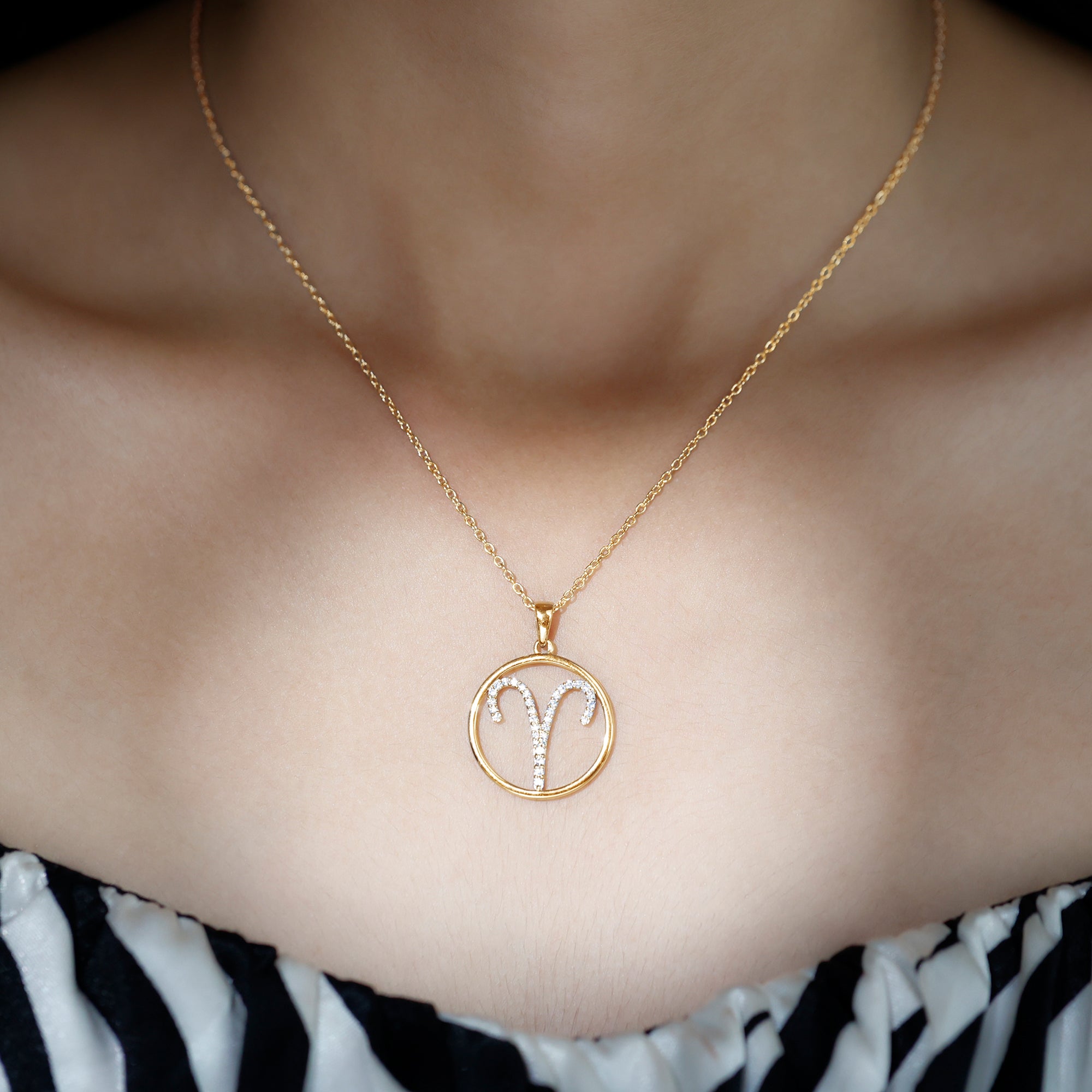 Certified Moissanite Aries Zodiac Sign Pendant Necklace D-VS1 - Rosec Jewels