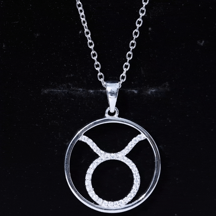 Certified Moissanite Taurus Zodiac Sign Pendant Necklace D-VS1 - Rosec Jewels